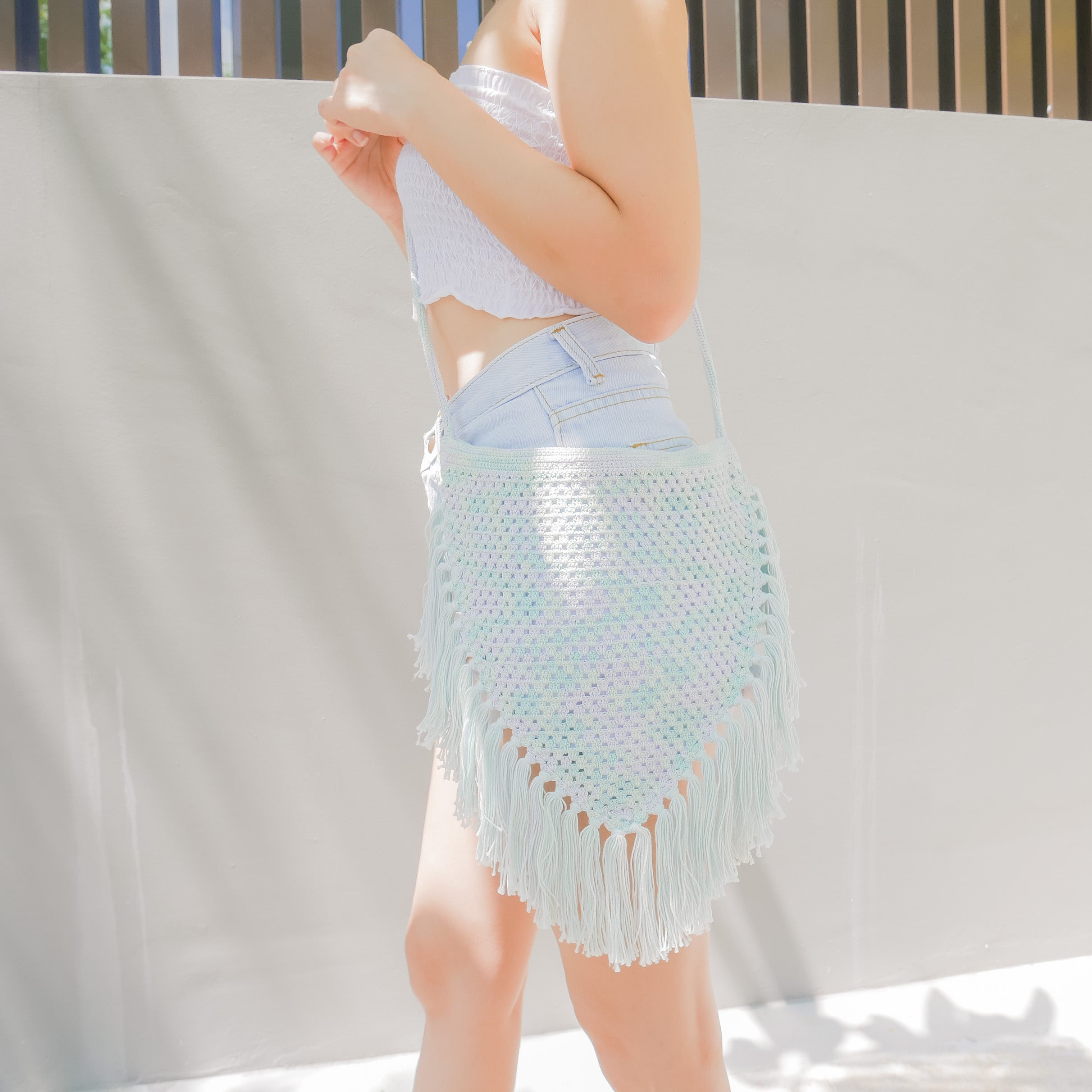 Baby Pastel Khamanno Fringe Bag - Cerulean