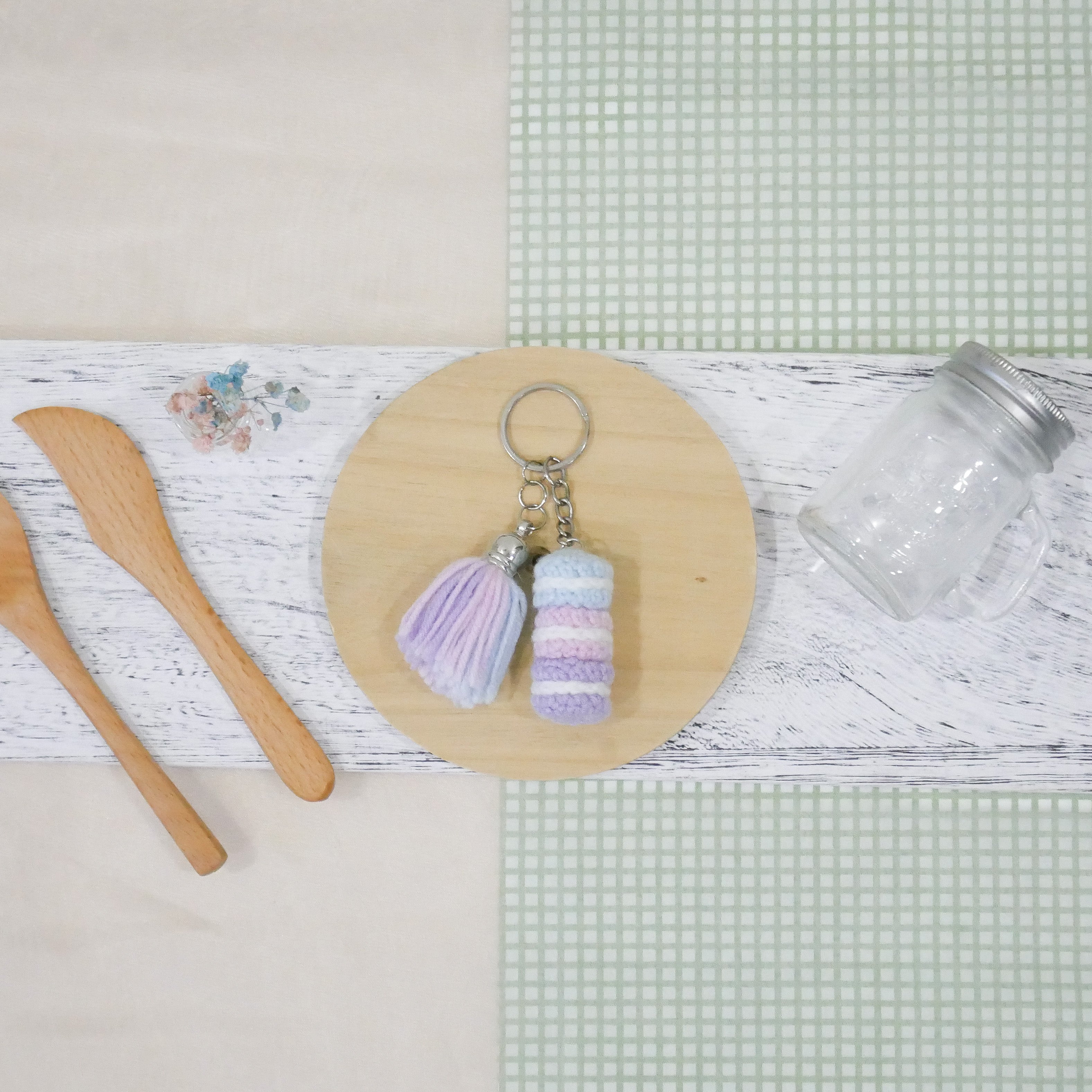 Stacked Macaron Charm (Blue, Lilac, Purple)
