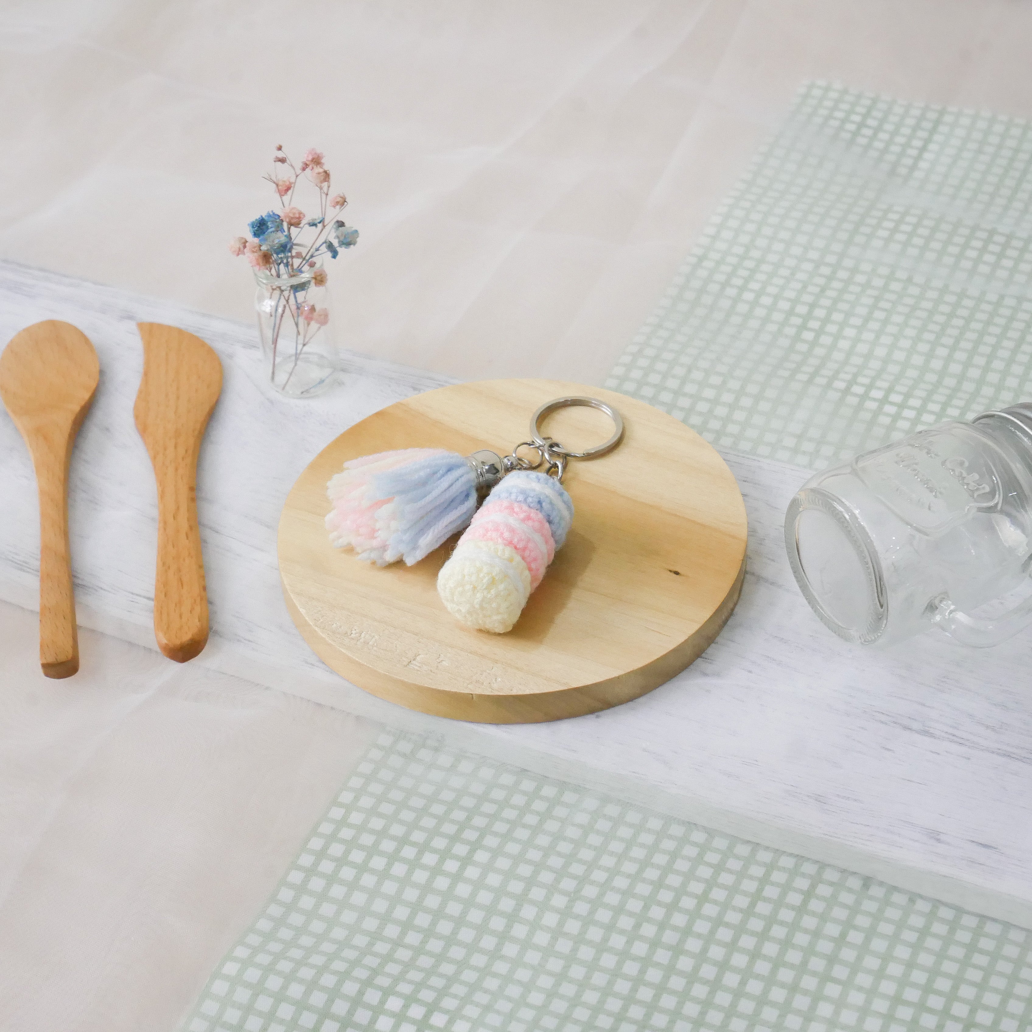 Stacked Macaron Charm (Blue, Pink, Yellow)