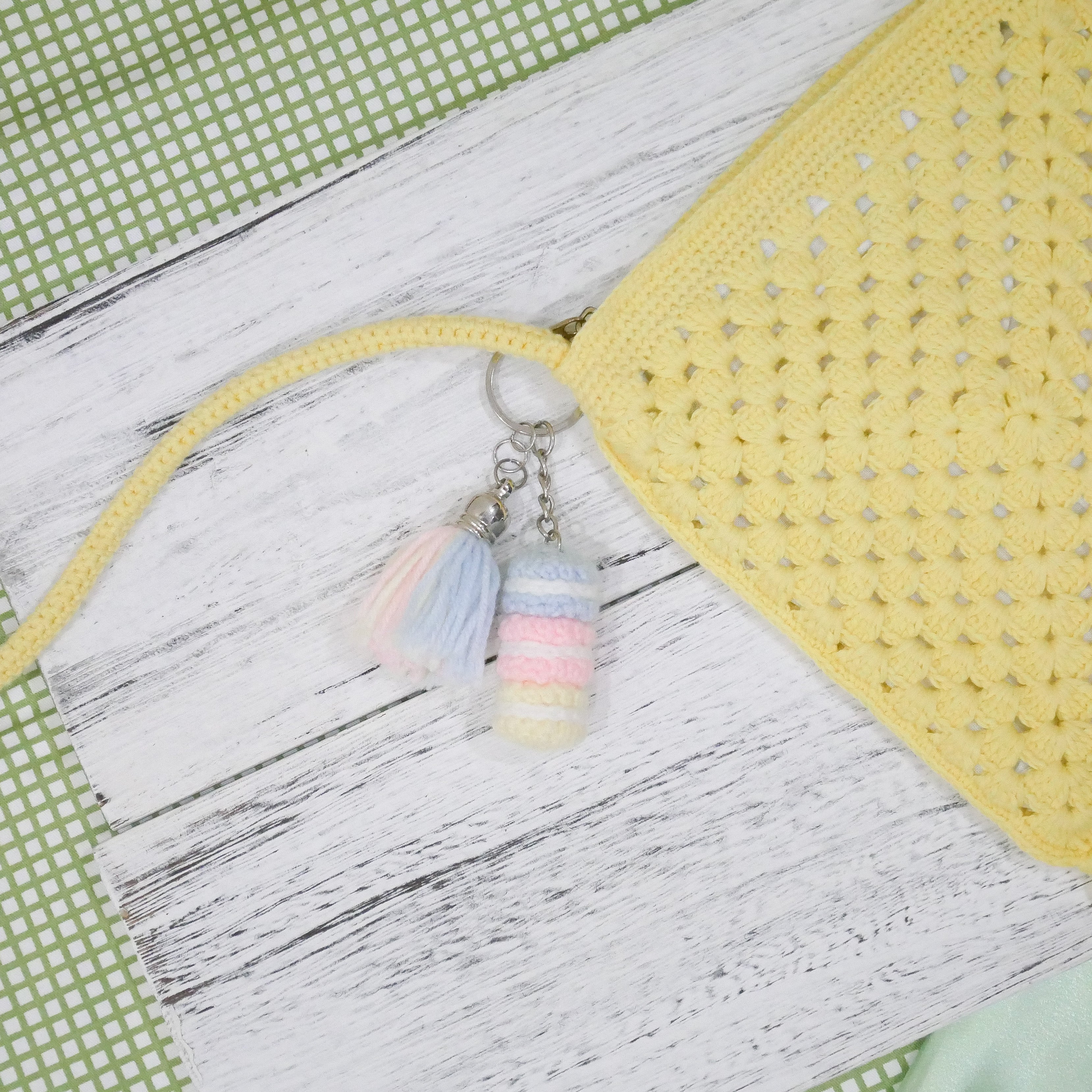 Stacked Macaron Charm (Blue, Pink, Yellow)