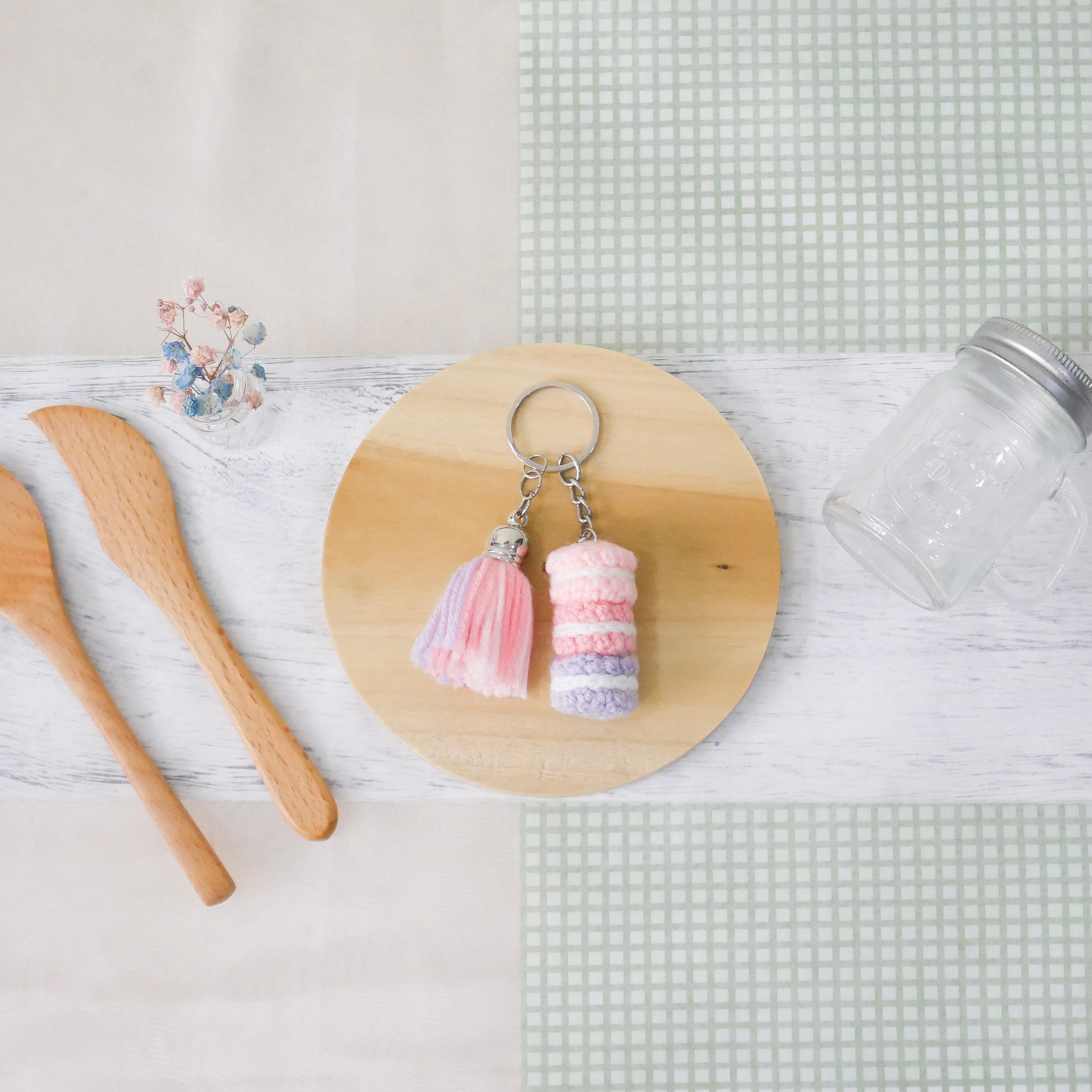 Stacked Macaron Charm (Light Pink, Pink, Purple)