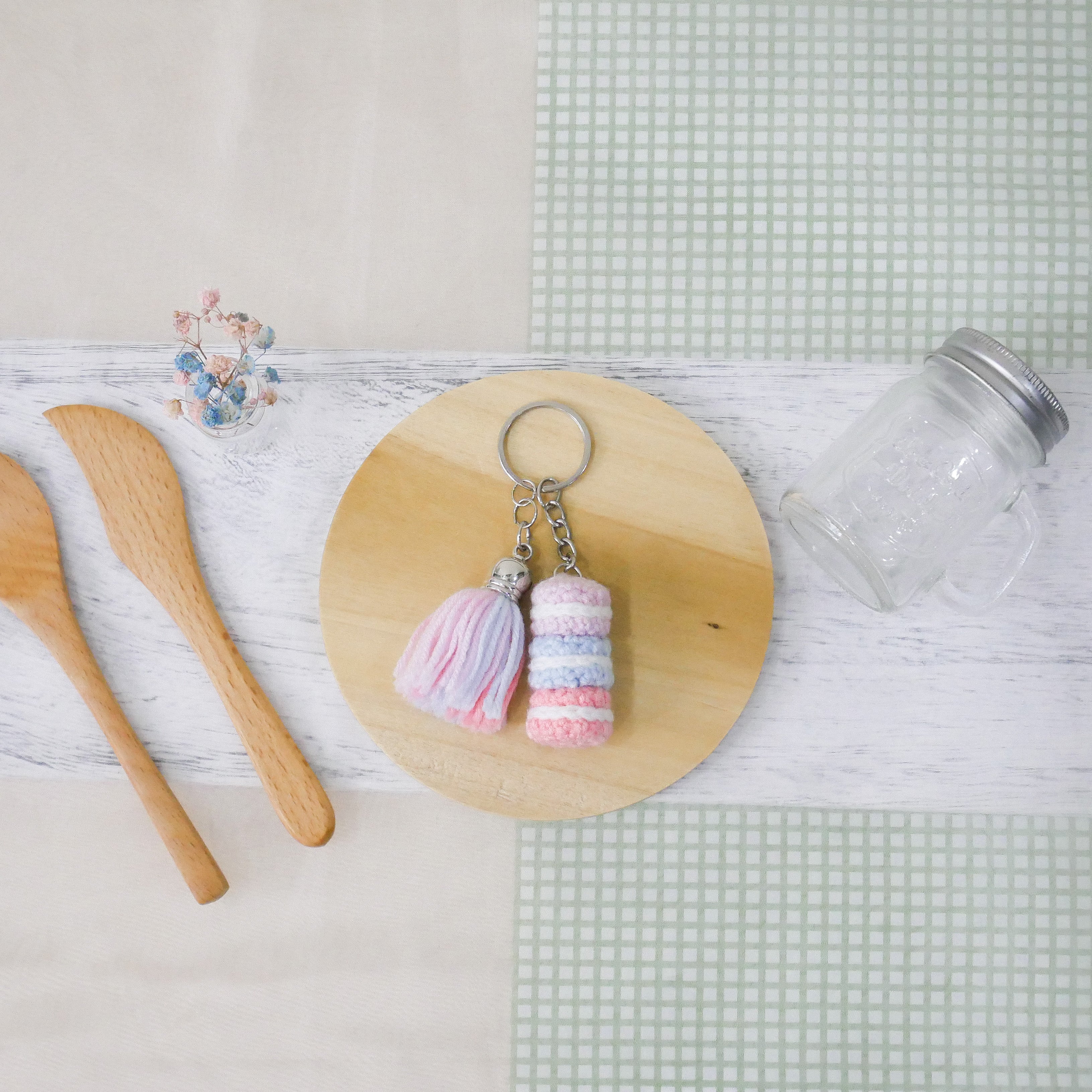 Stacked Macaron Charm (Lilac, Blue, Pink)