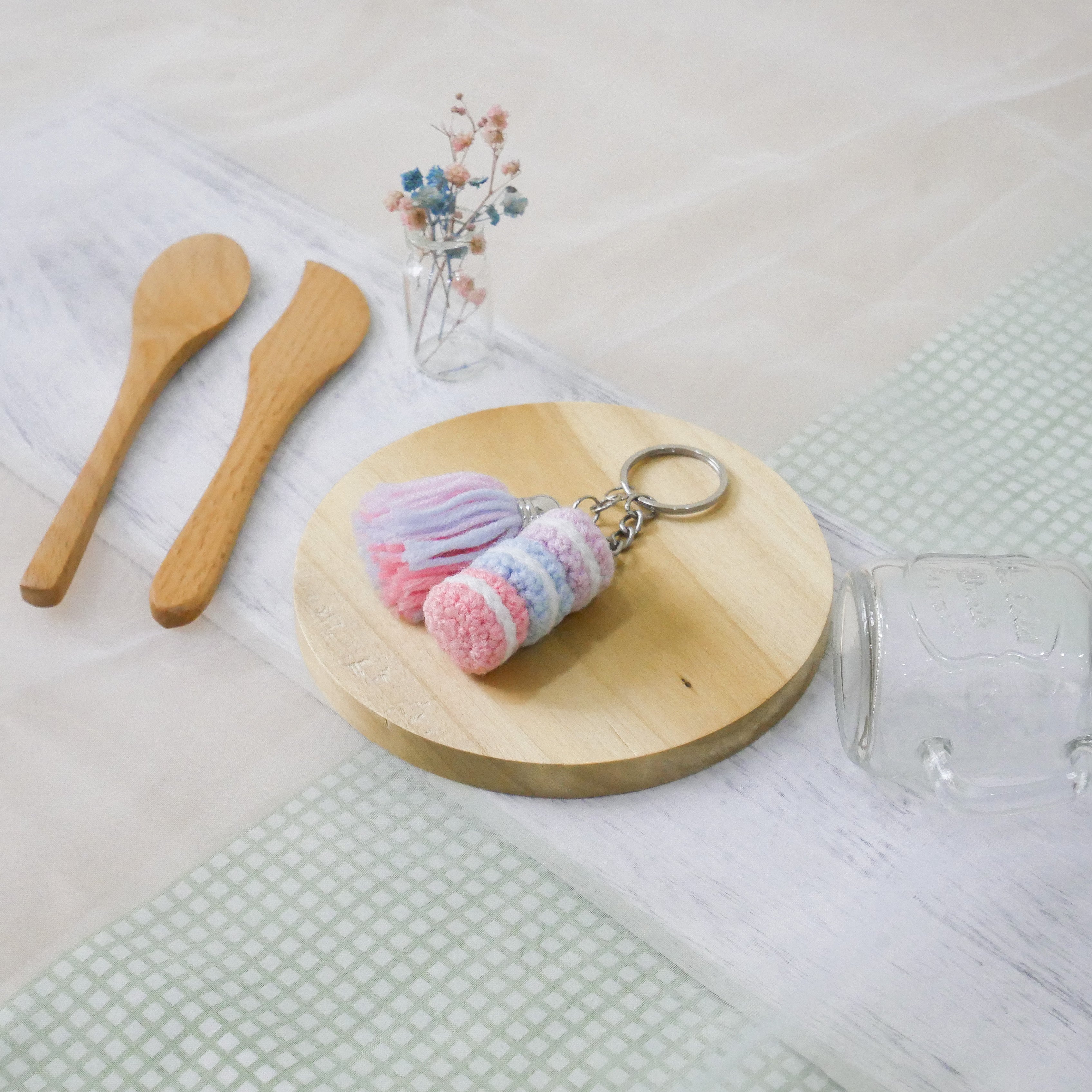 Stacked Macaron Charm (Lilac, Blue, Pink)