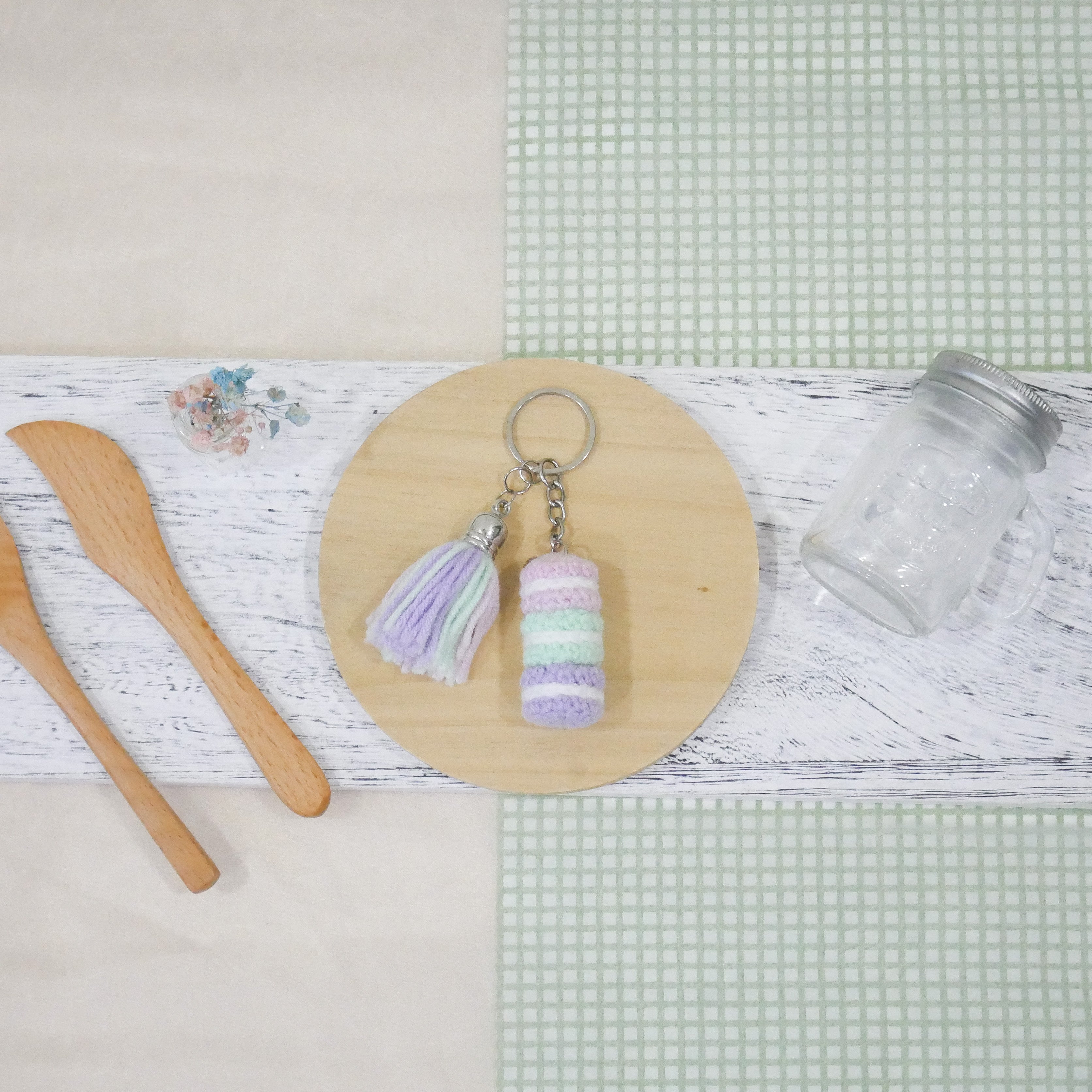 Stacked Macaron Charm (Lilac, Teal, Purple)