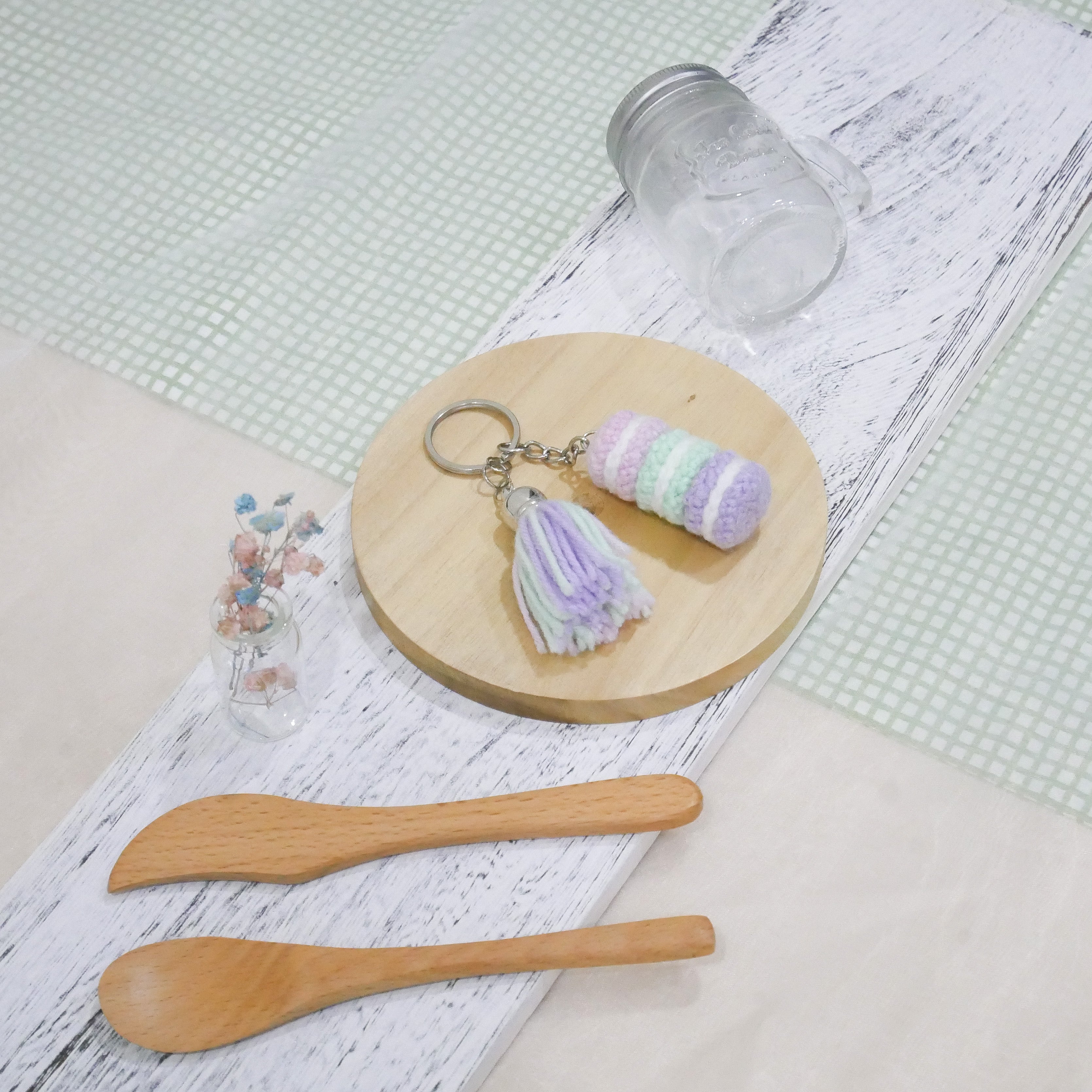 Stacked Macaron Charm (Lilac, Teal, Purple)