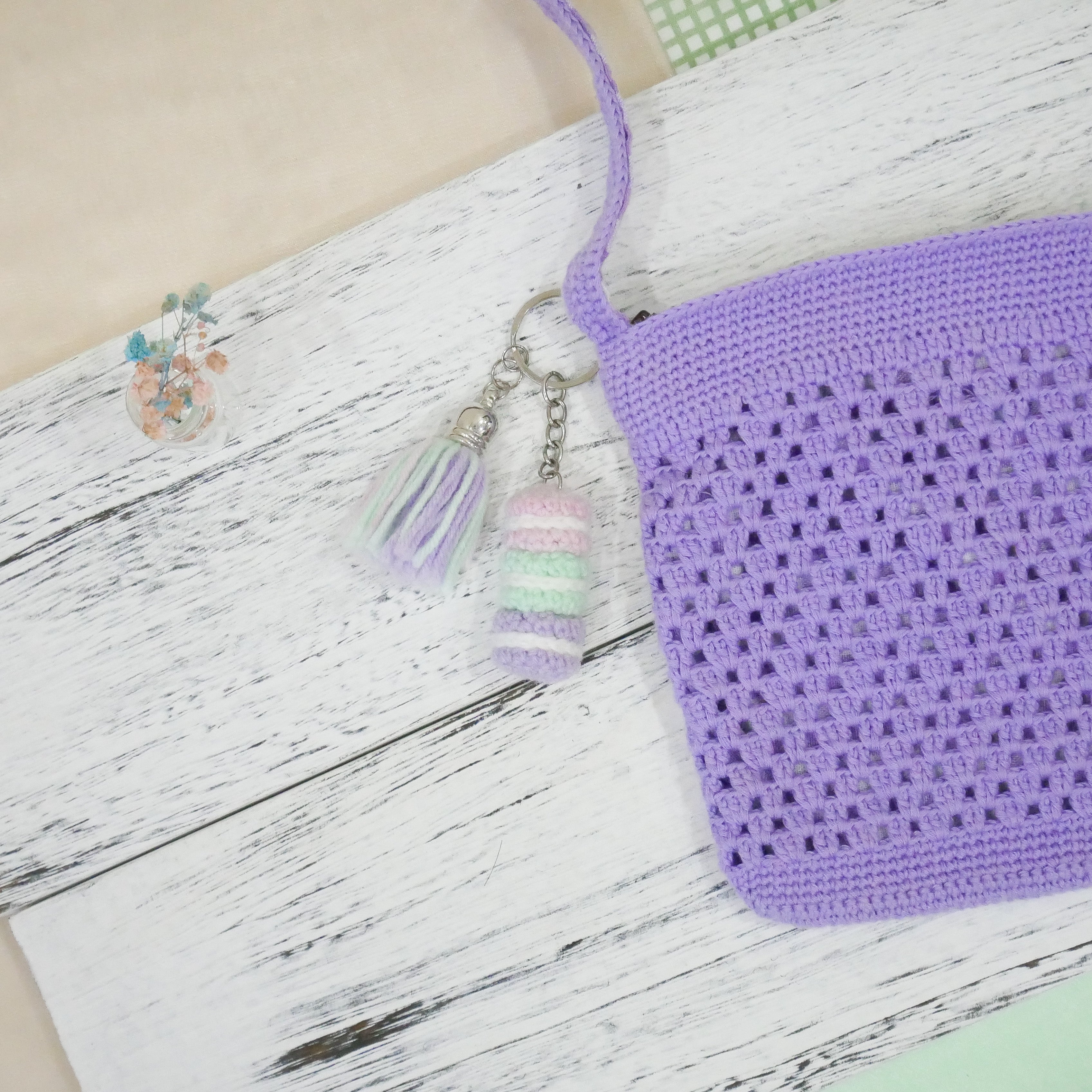 Stacked Macaron Charm (Lilac, Teal, Purple)