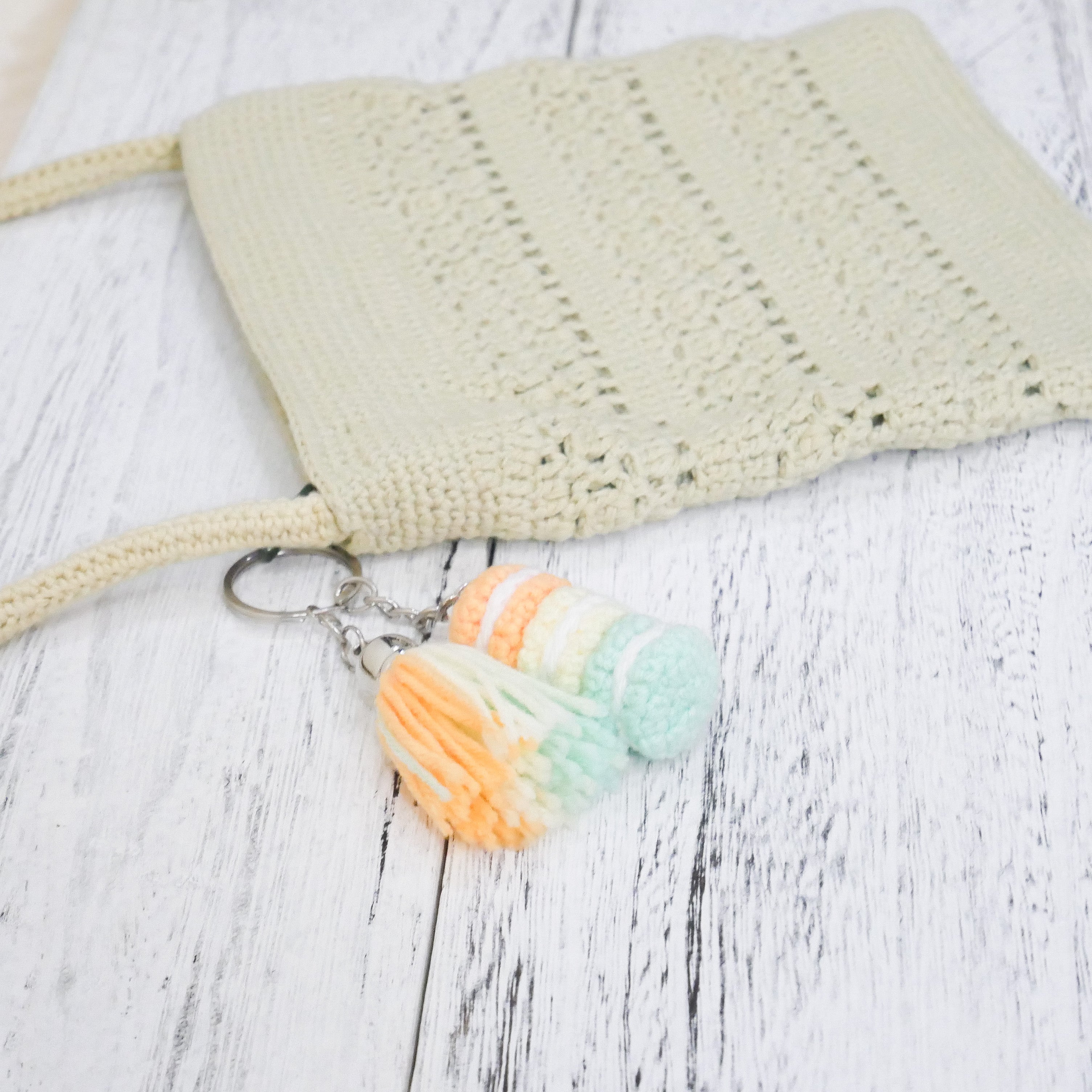 Stacked Macaron Charm (Orange, Yellow, Teal)
