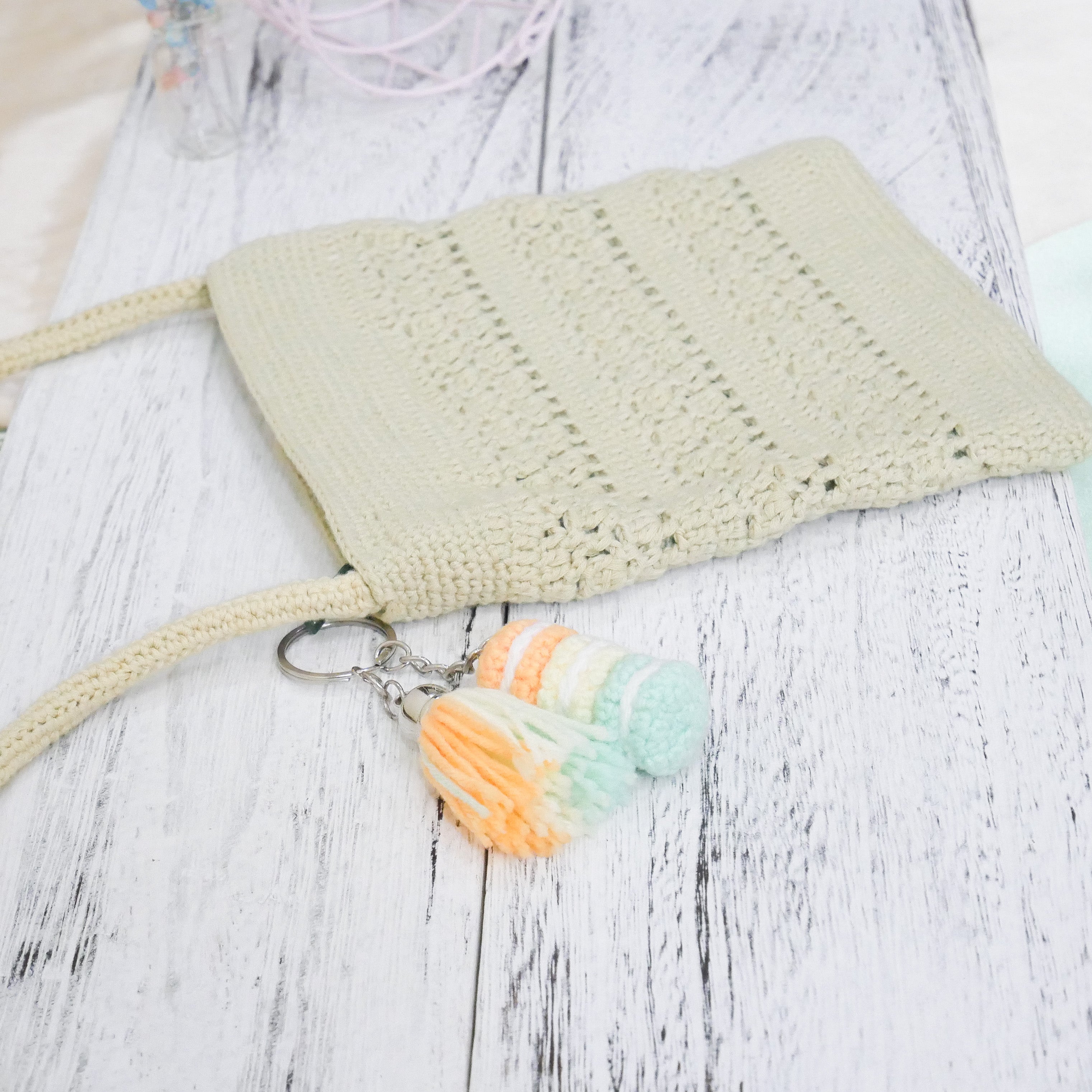 Stacked Macaron Charm (Orange, Yellow, Teal)