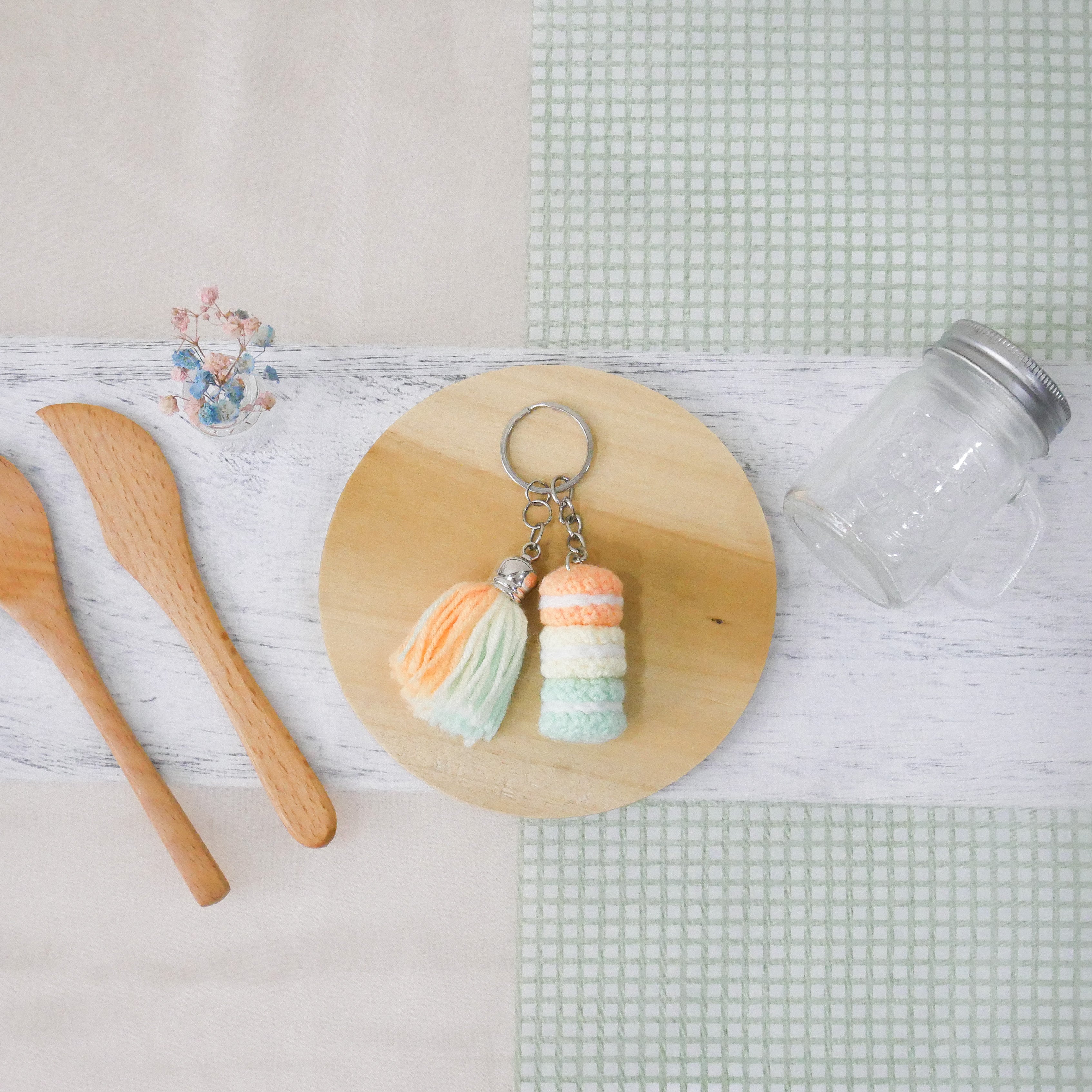 Stacked Macaron Charm (Orange, Yellow, Teal)