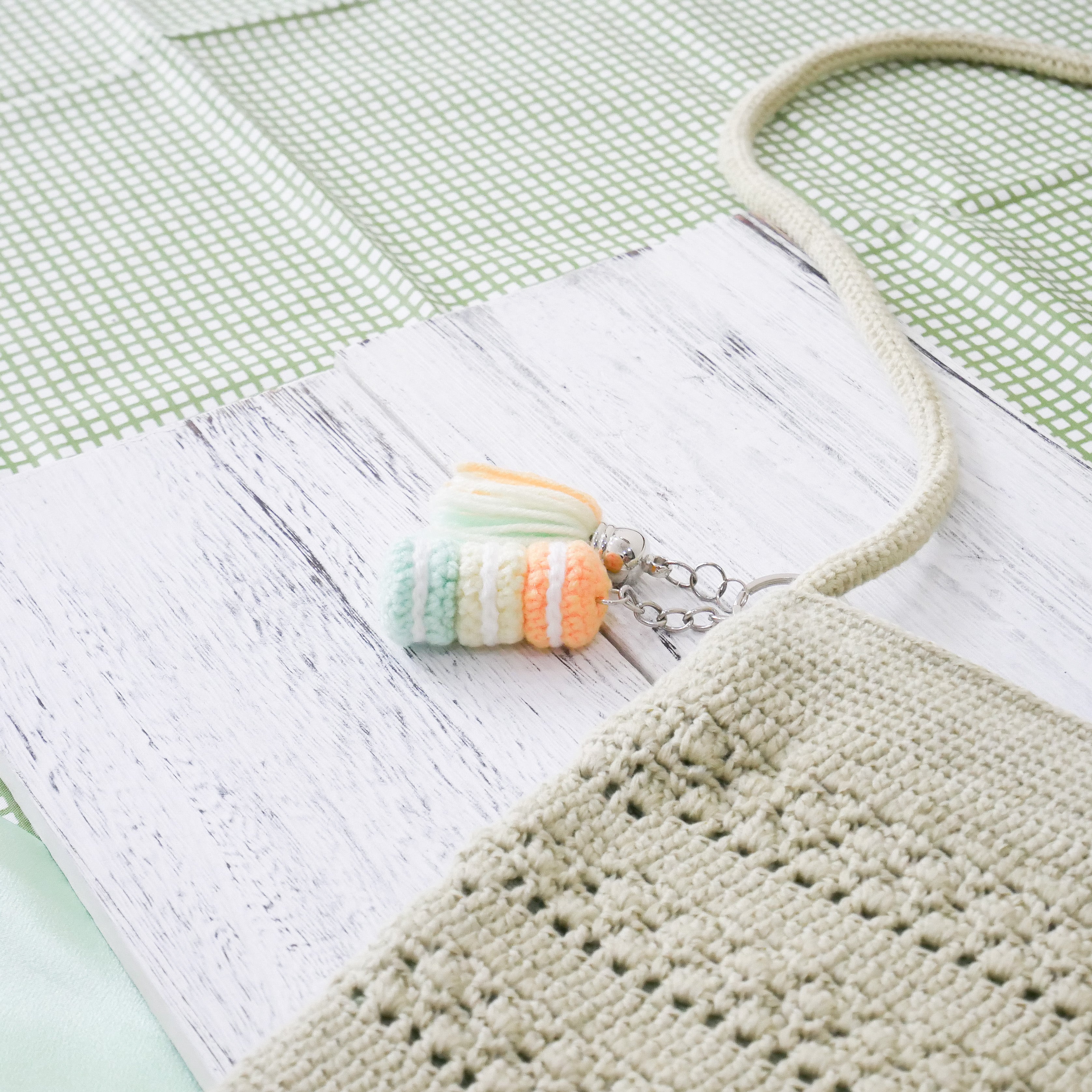 Stacked Macaron Charm (Orange, Yellow, Teal)