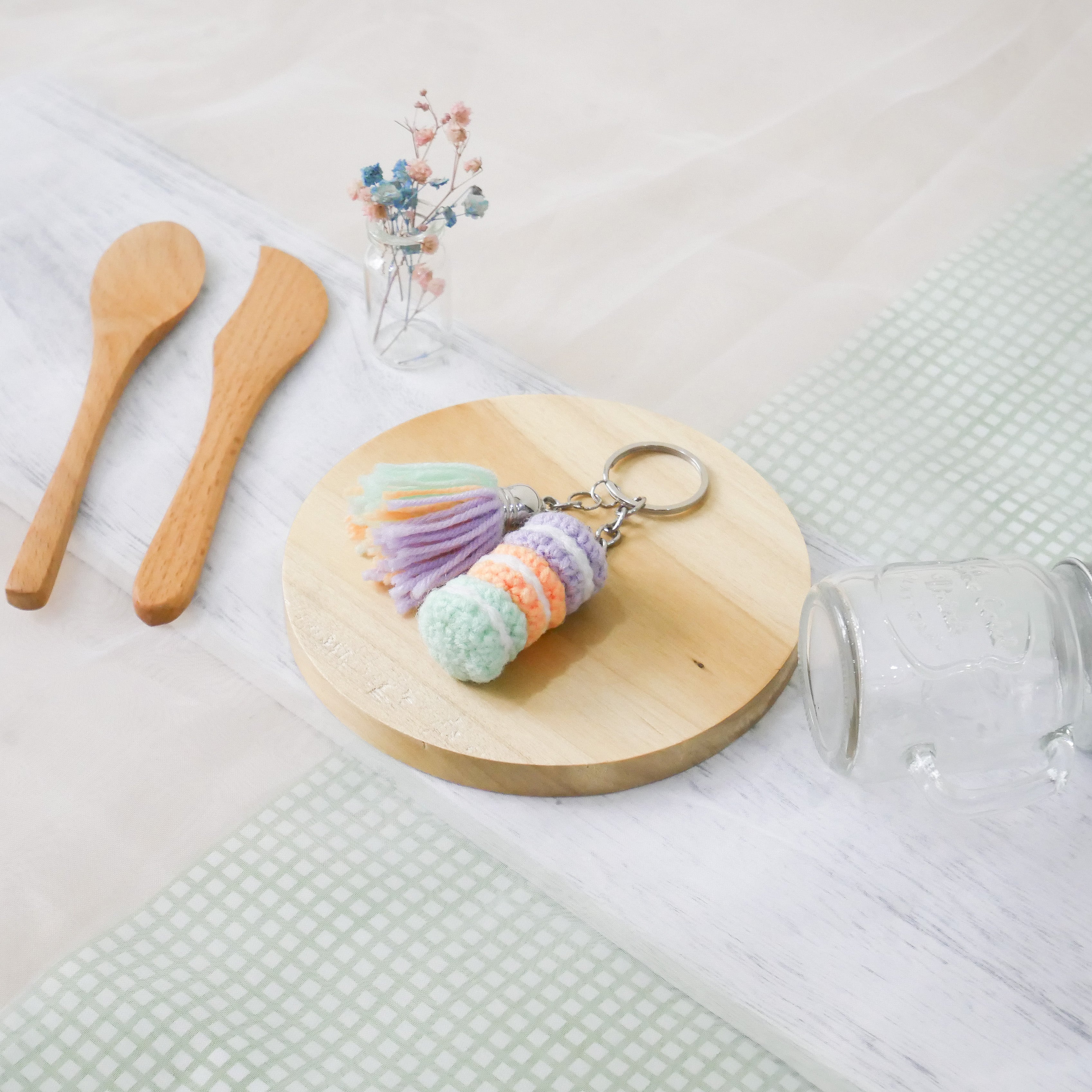 Stacked Macaron Charm (Purple, Orange, Teal)