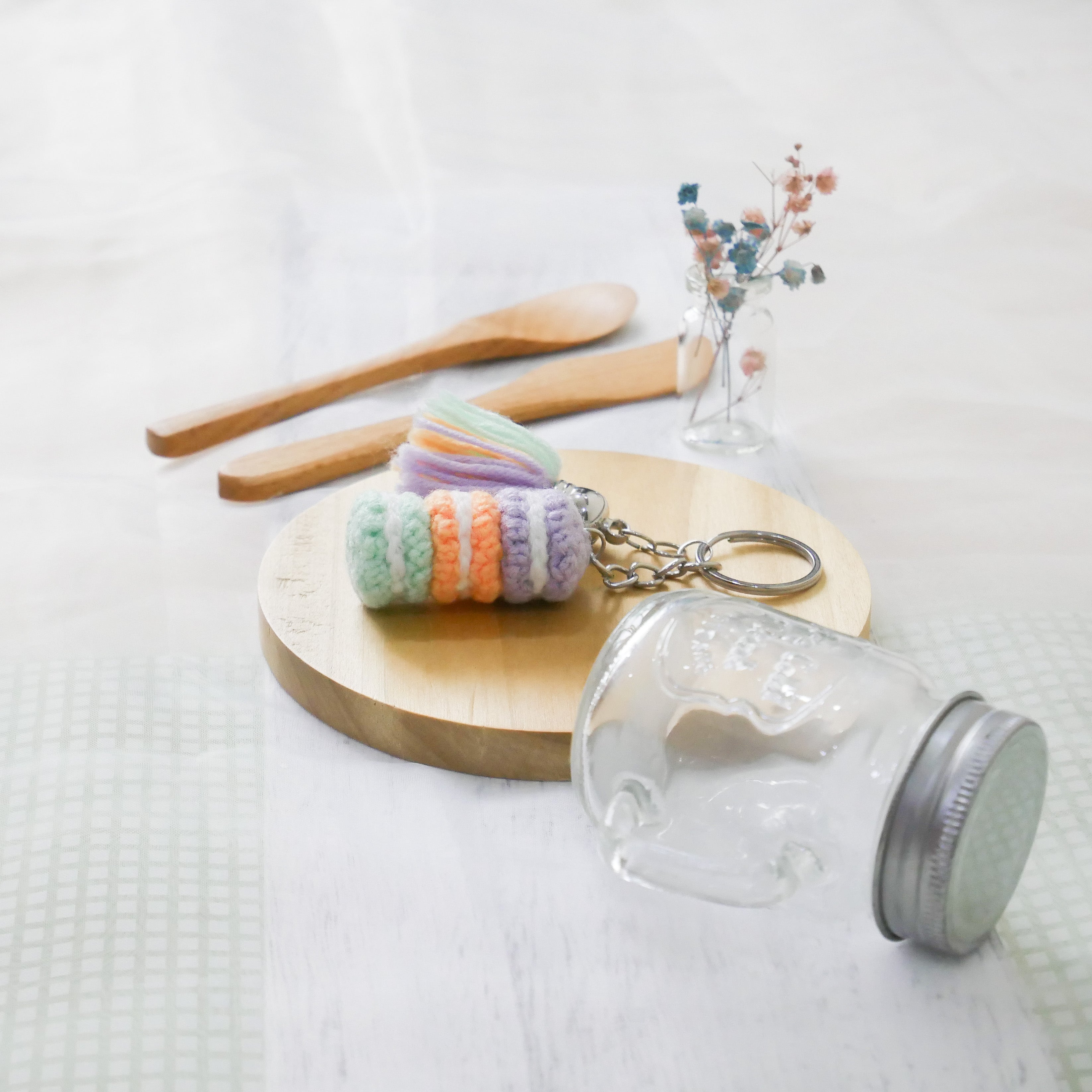Stacked Macaron Charm (Purple, Orange, Teal)