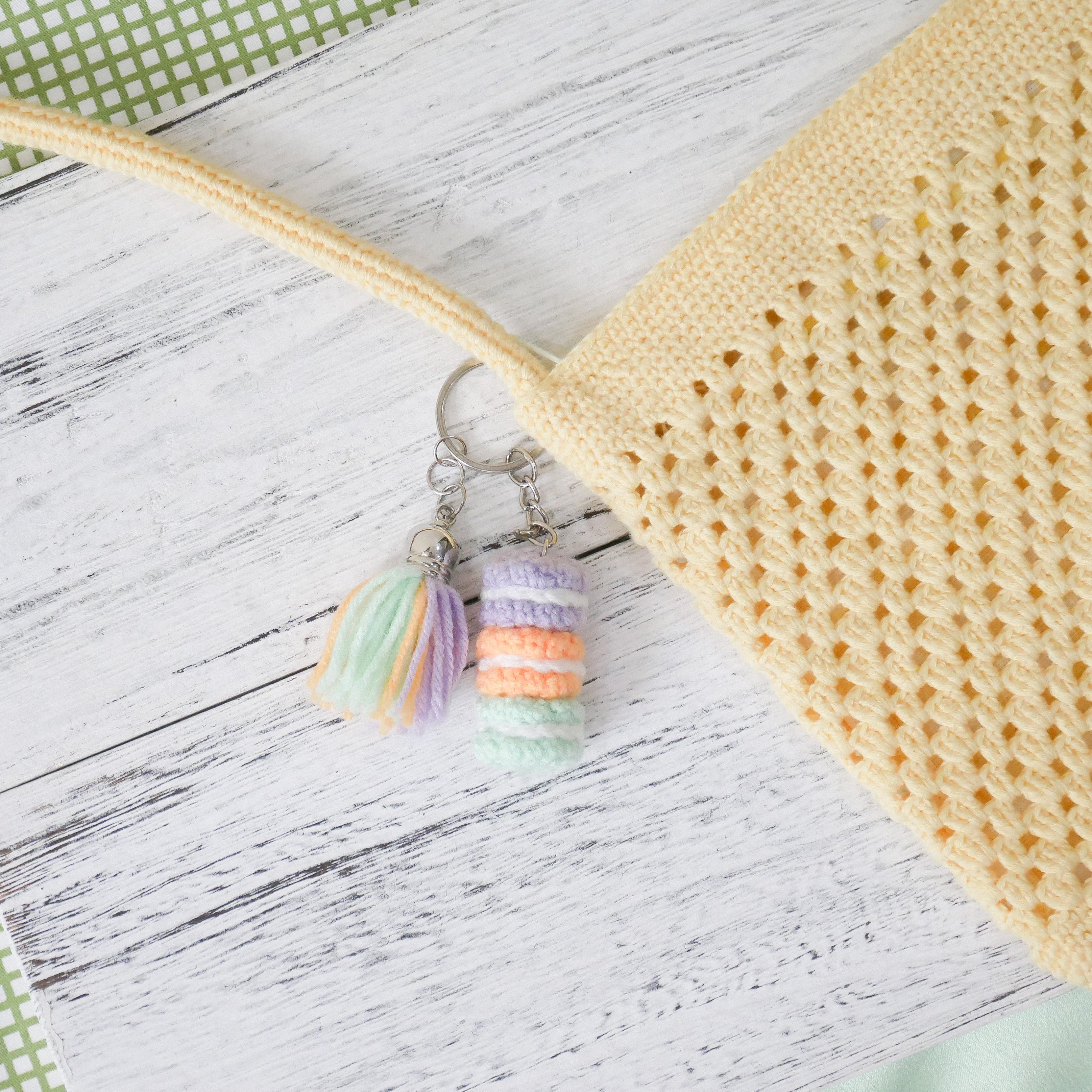 Stacked Macaron Charm (Purple, Orange, Teal)