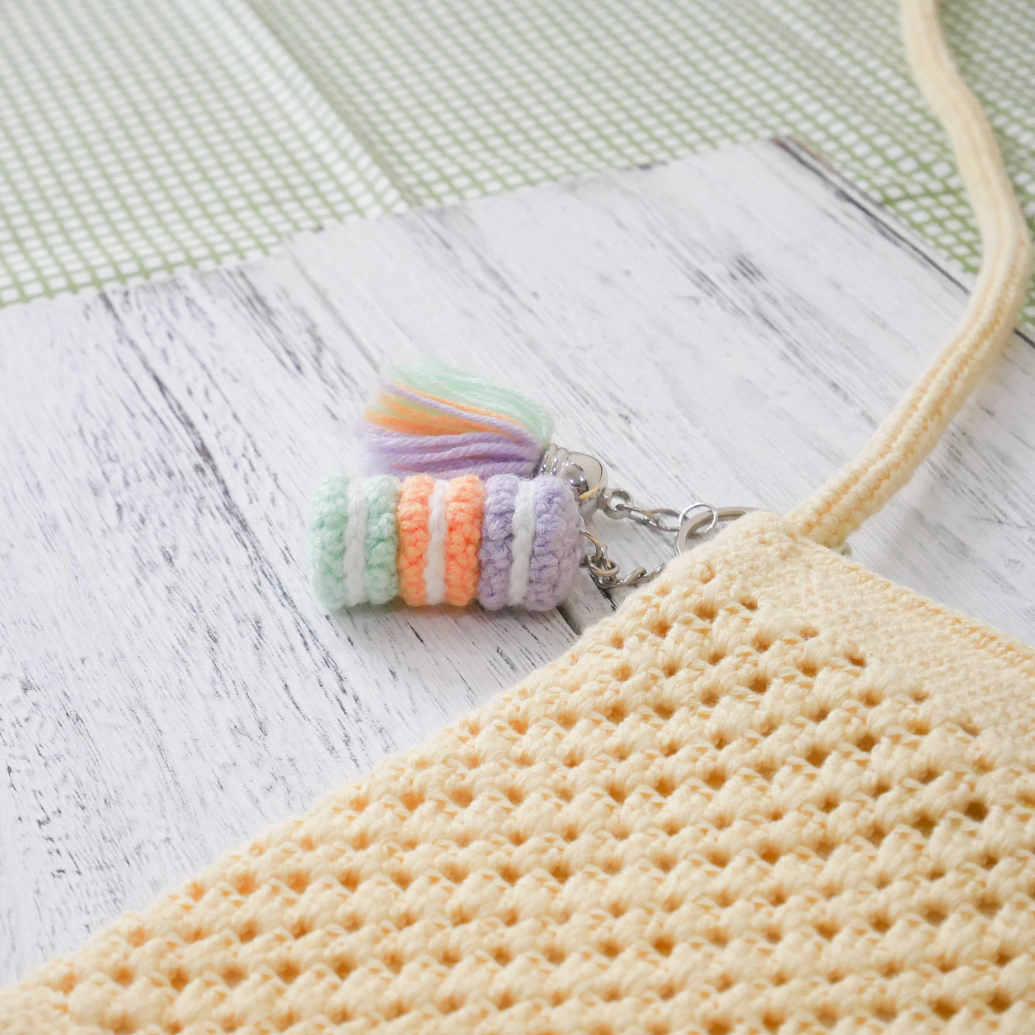 Stacked Macaron Charm (Purple, Orange, Teal)