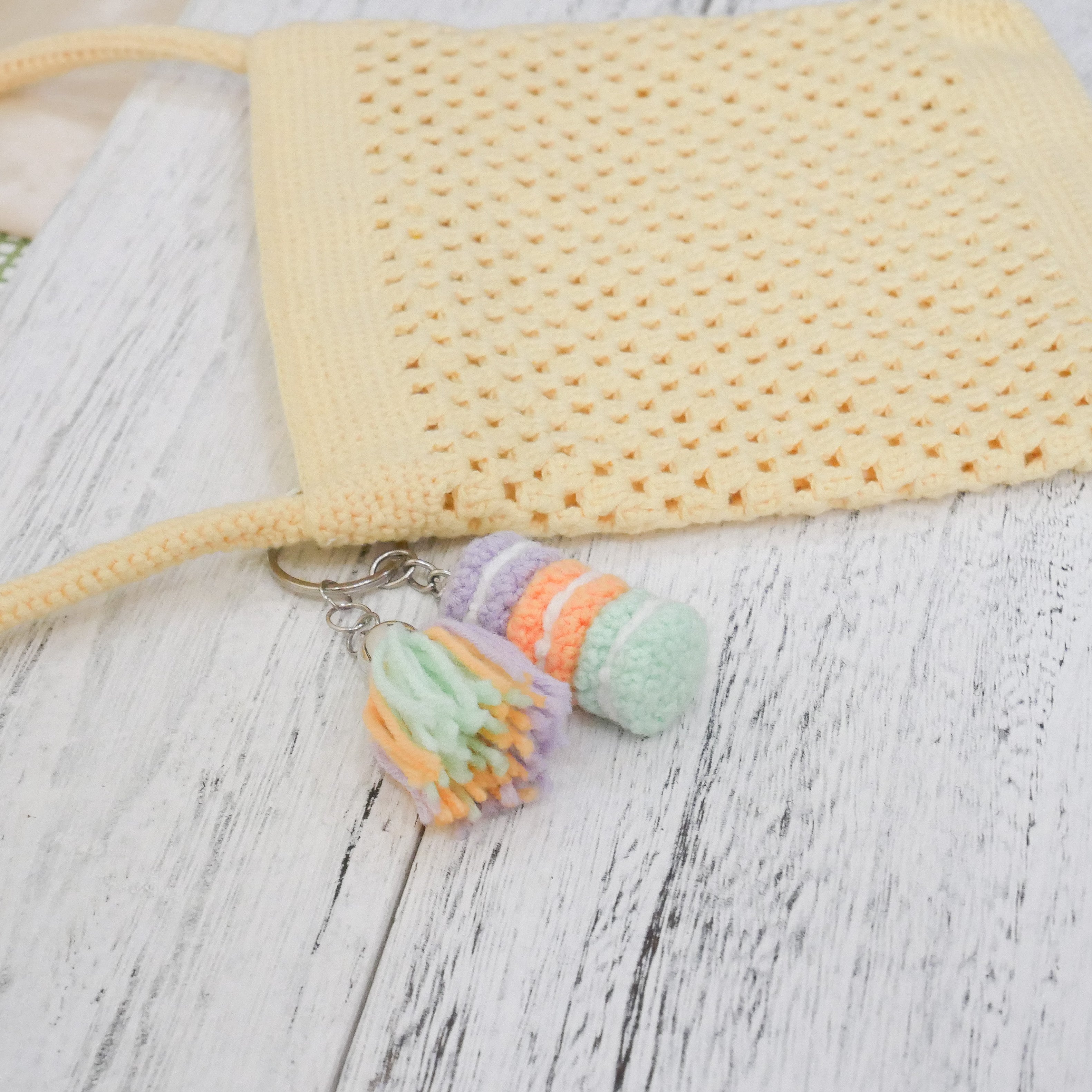 Stacked Macaron Charm (Purple, Orange, Teal)
