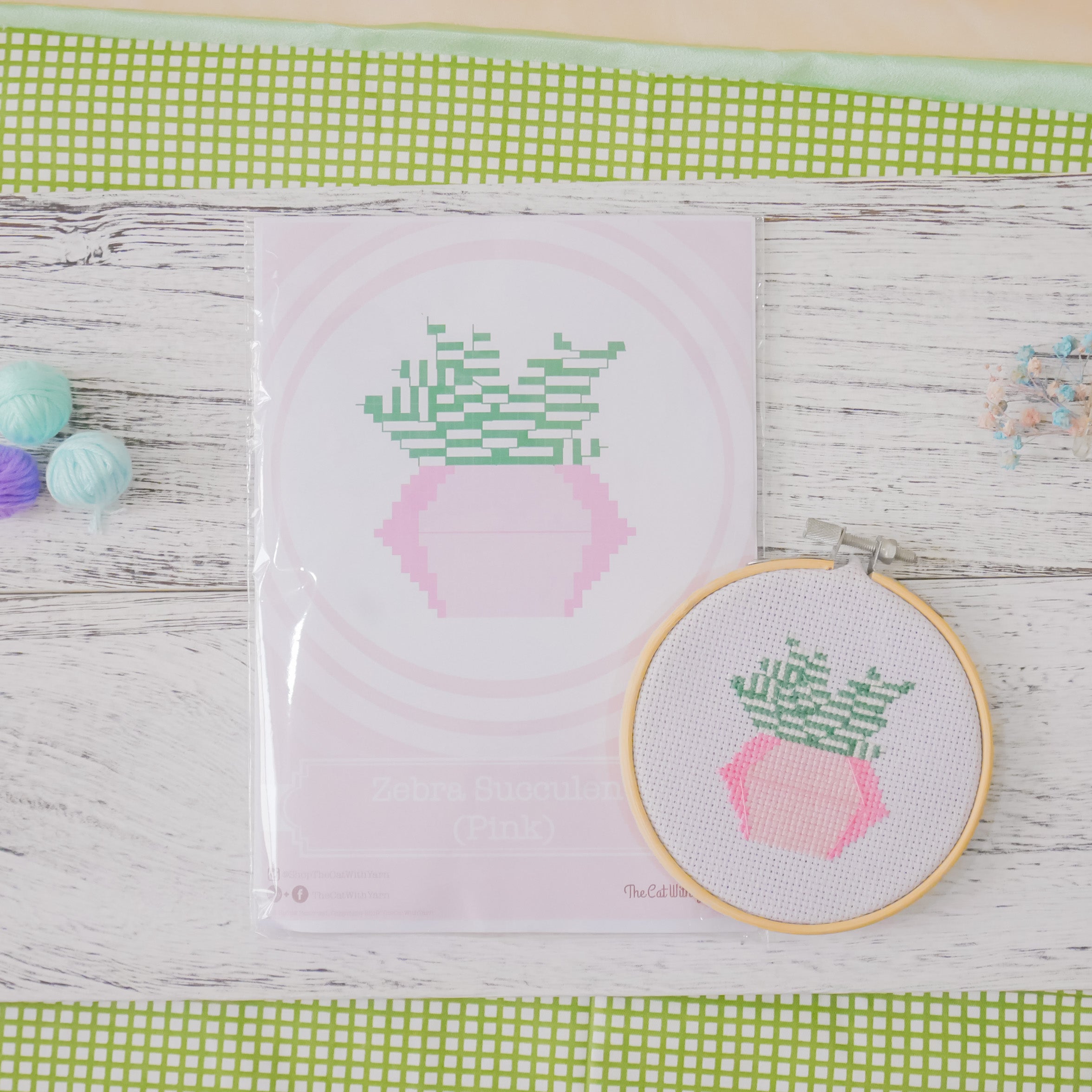 Zebra Succulent Cactus (Pink) - Cross Stitch Kit