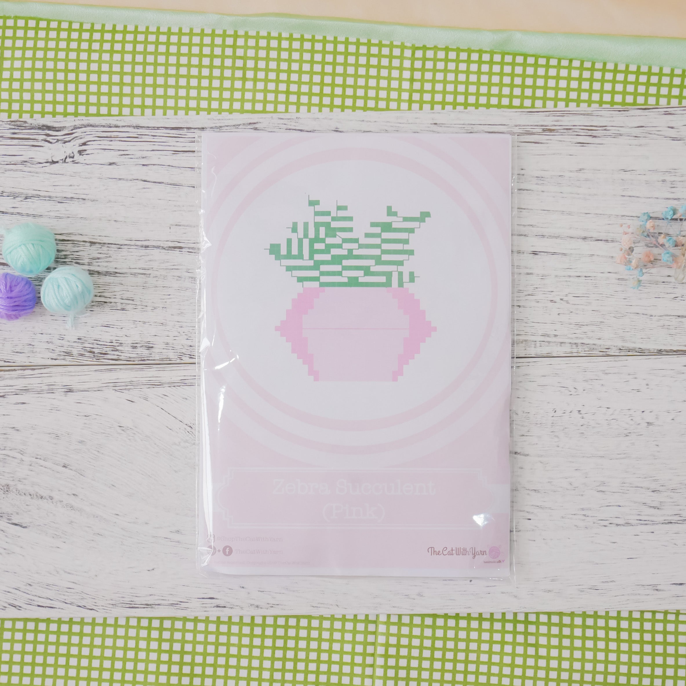 Zebra Succulent Cactus (Pink) - Cross Stitch Kit