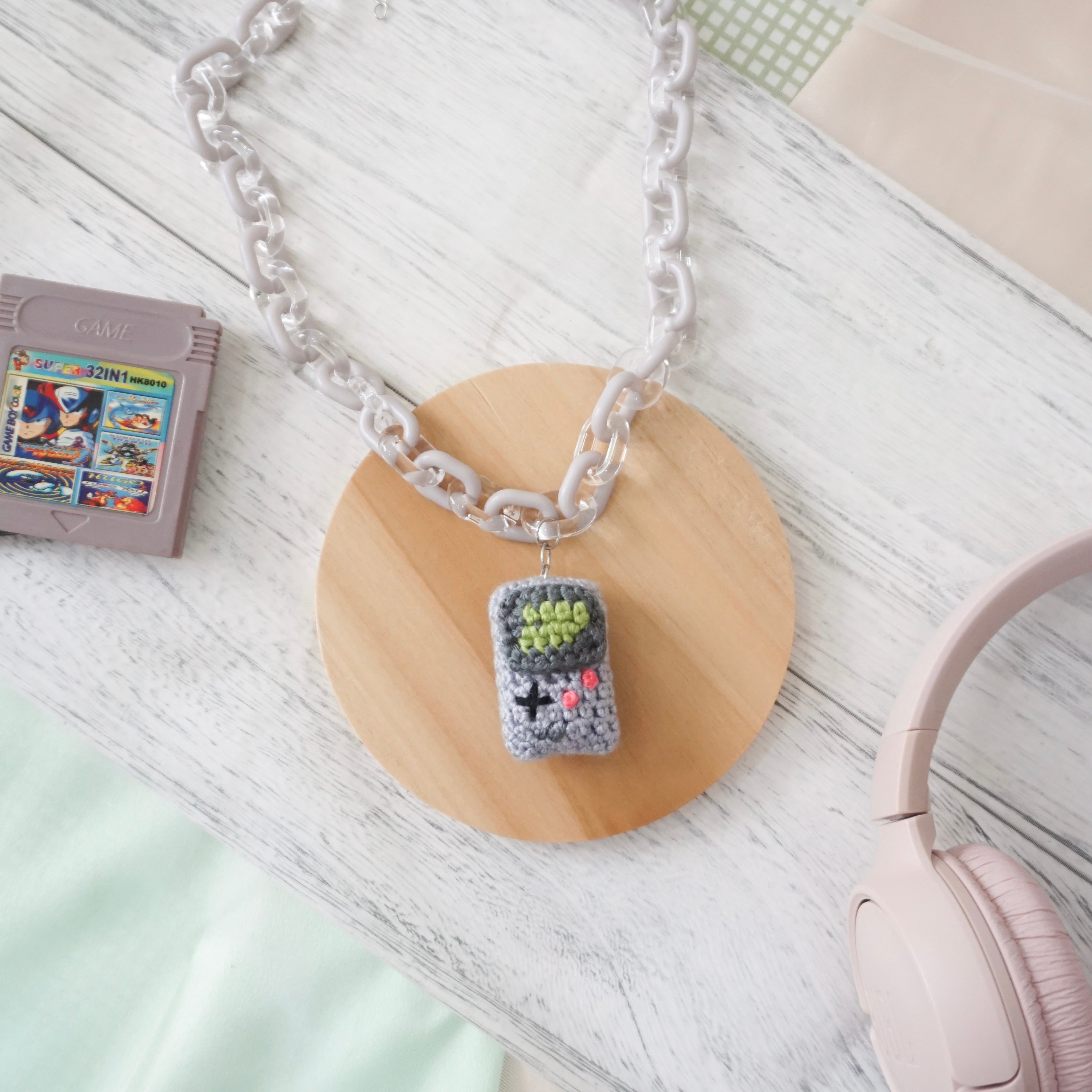 GameBoy Inspired Necklace - Grey