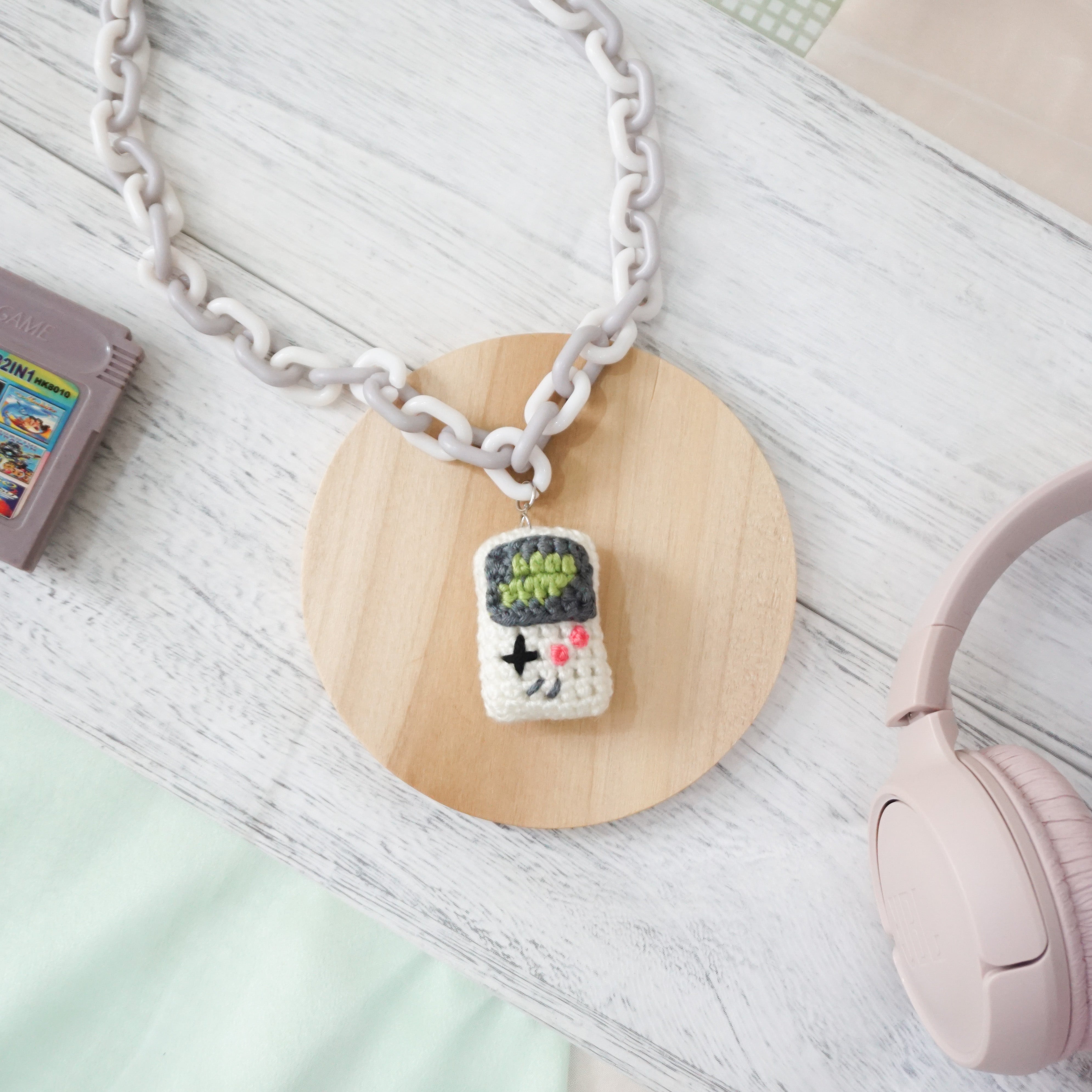 GameBoy Inspired Necklace - White