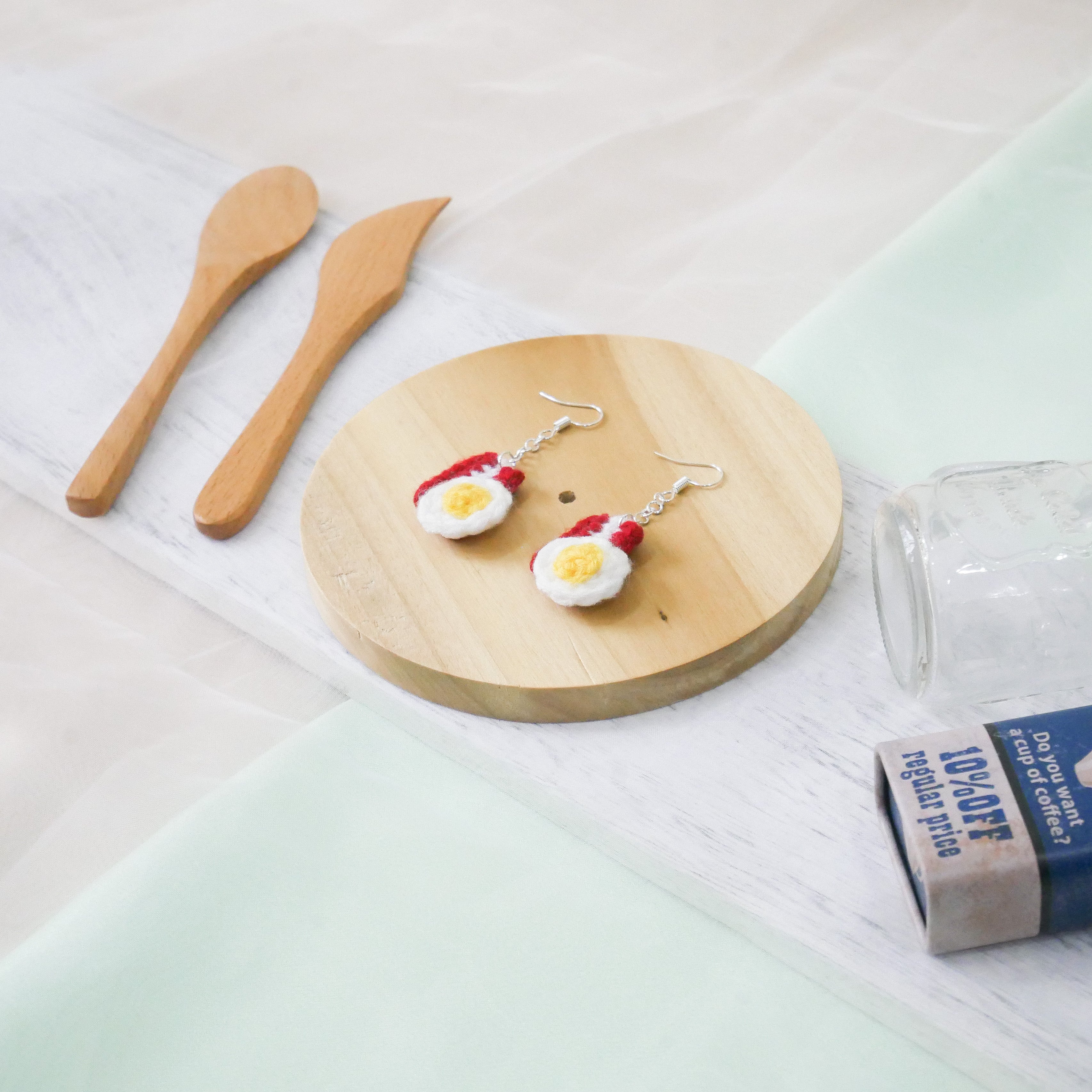 Bacon and Egg Set Earring