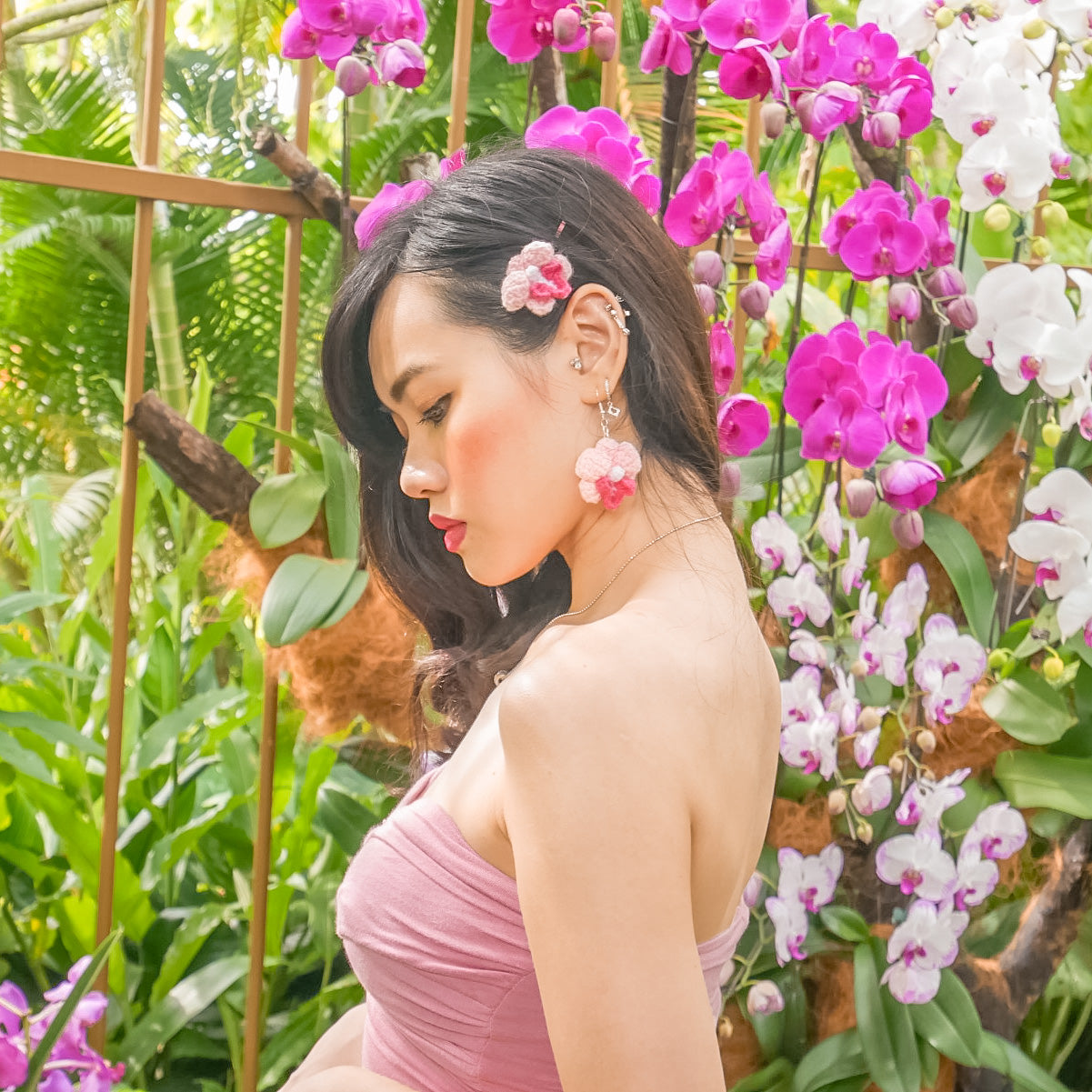 Pink Orchid Earring
