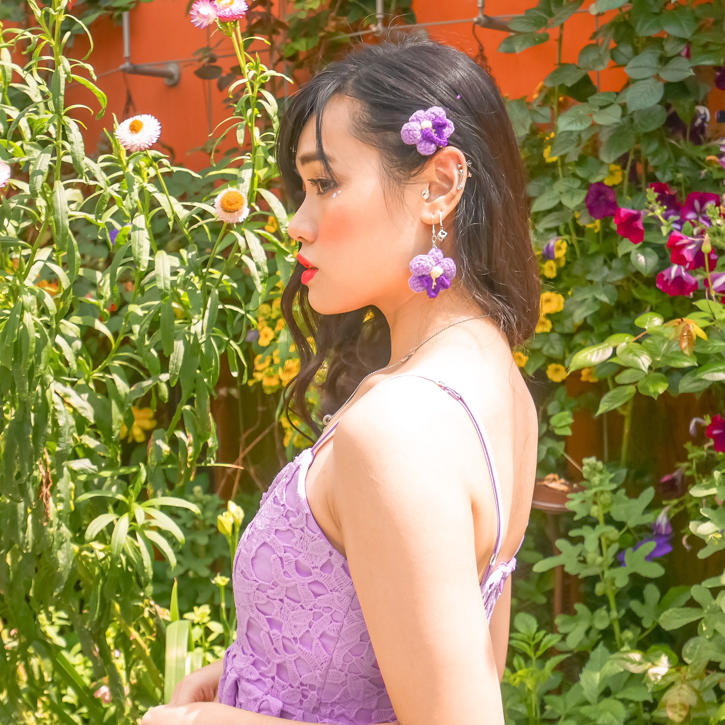 Purple Orchid Earring