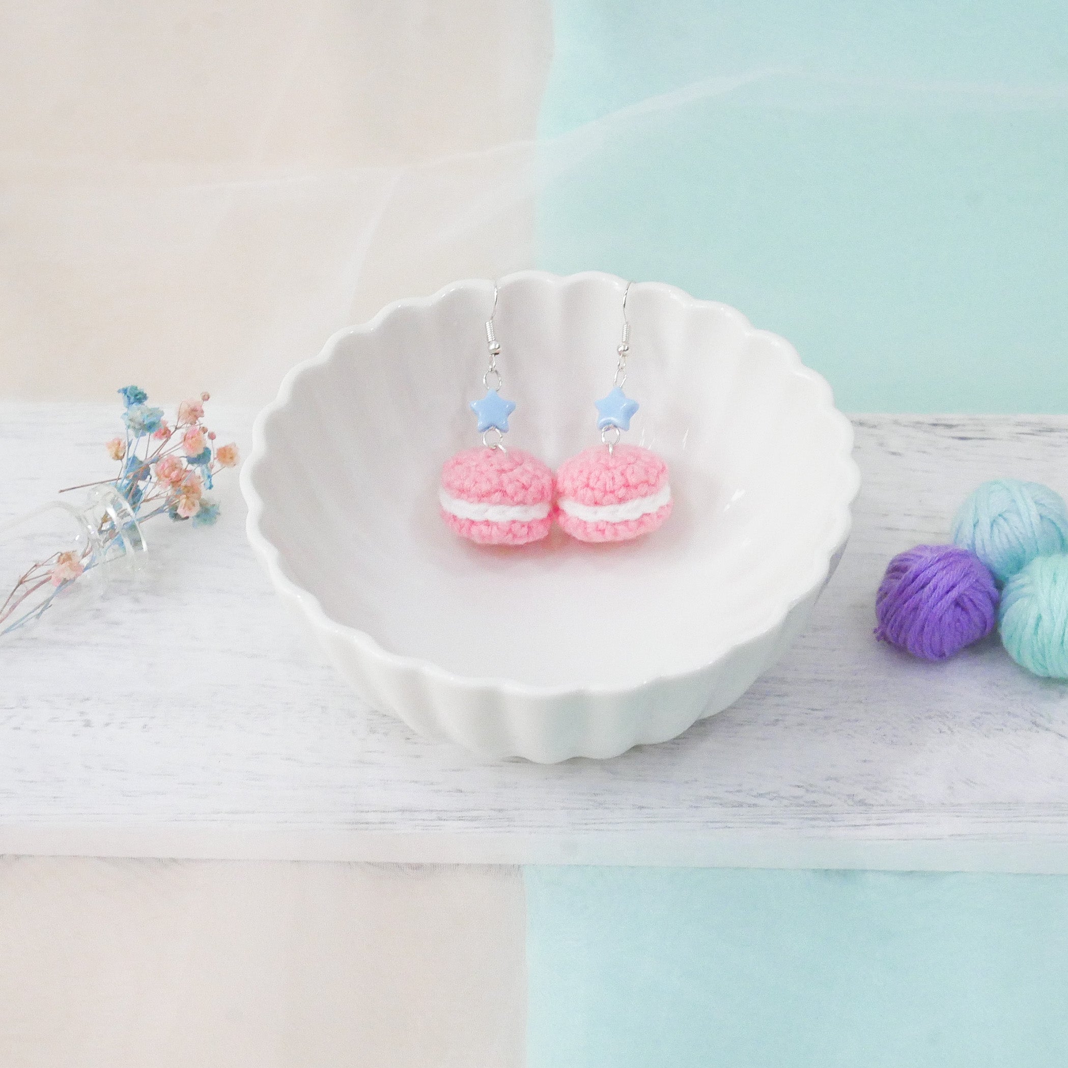 Jeweled Macaron Earring - Pink