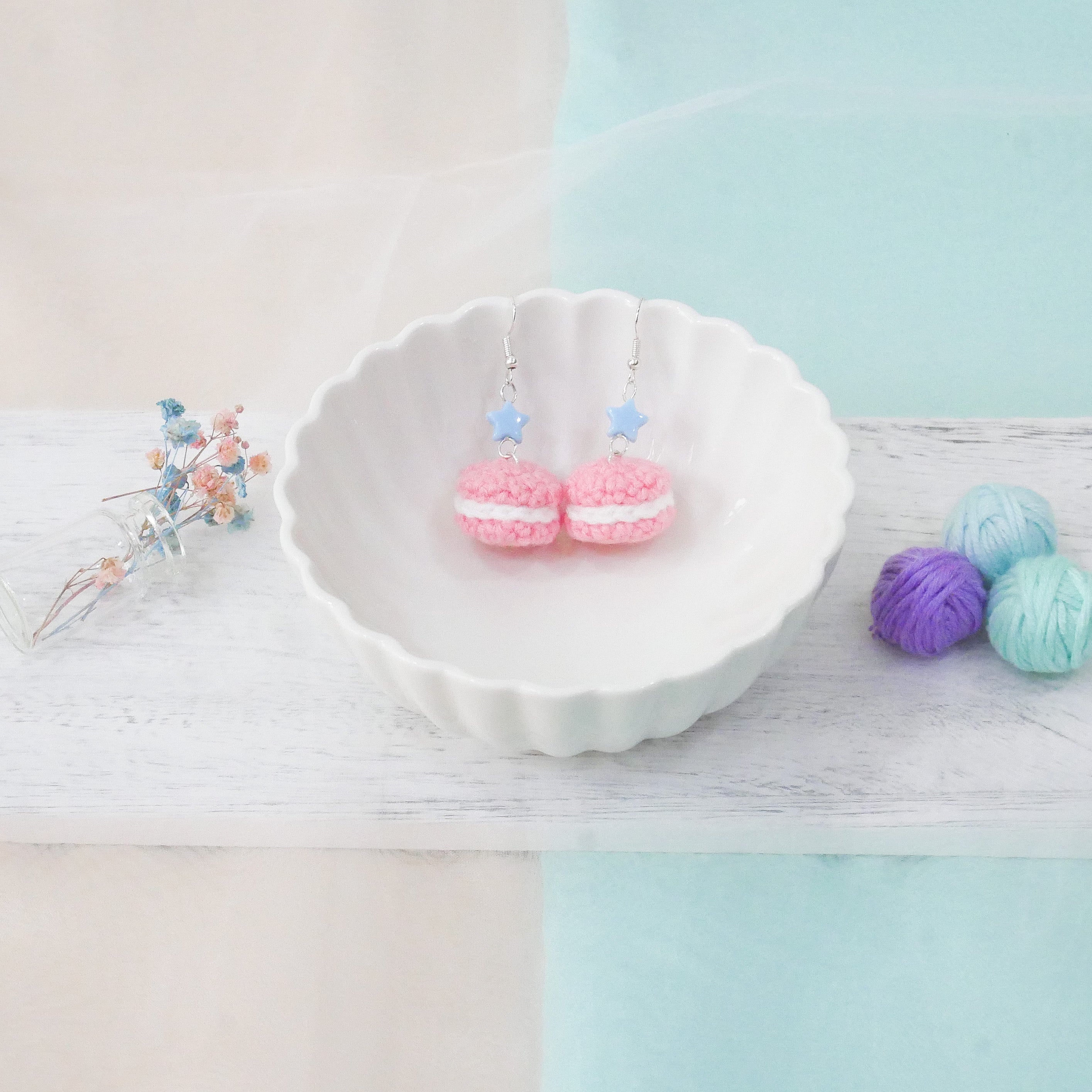 Jeweled Macaron Earring - Pink