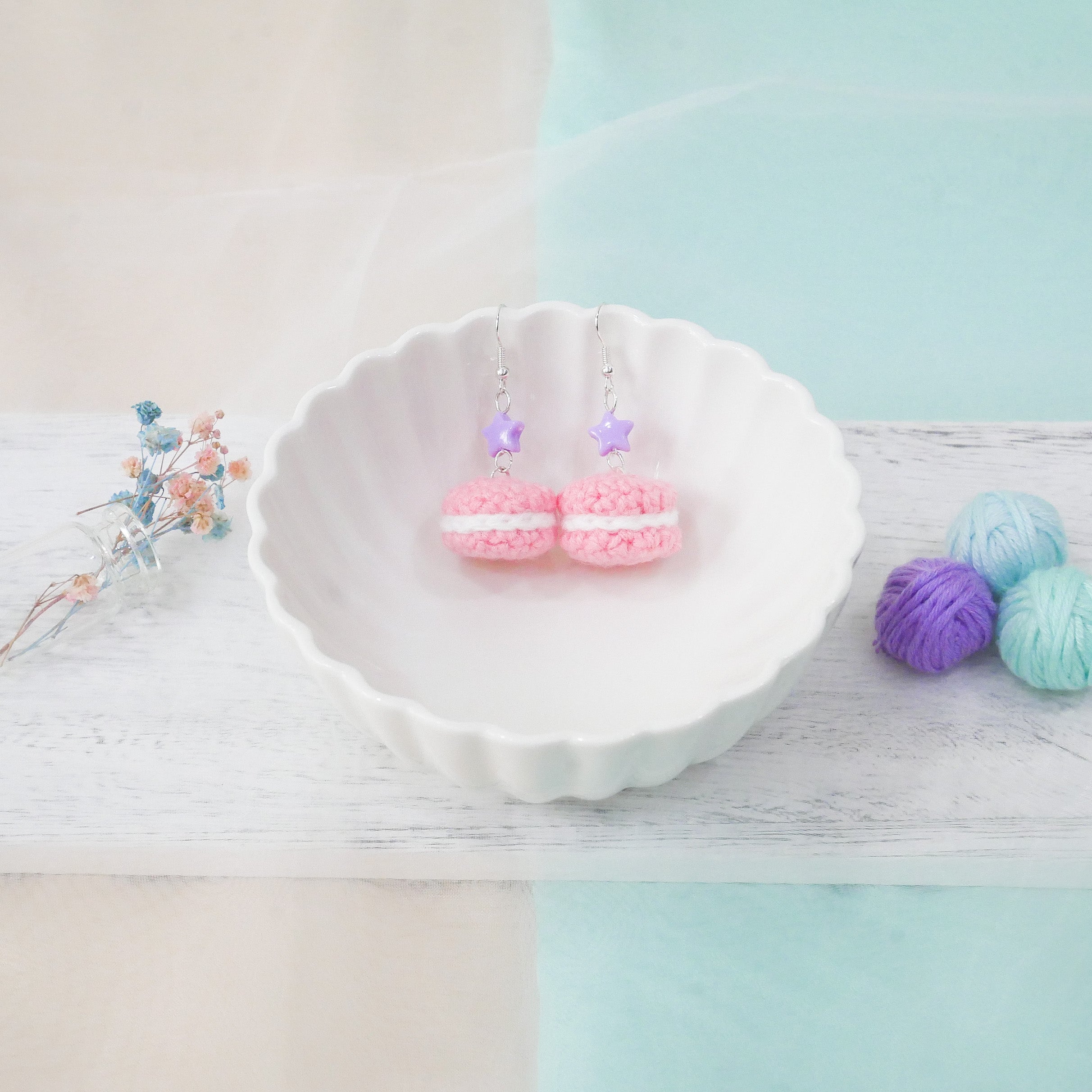 Jeweled Macaron Earring - Pink