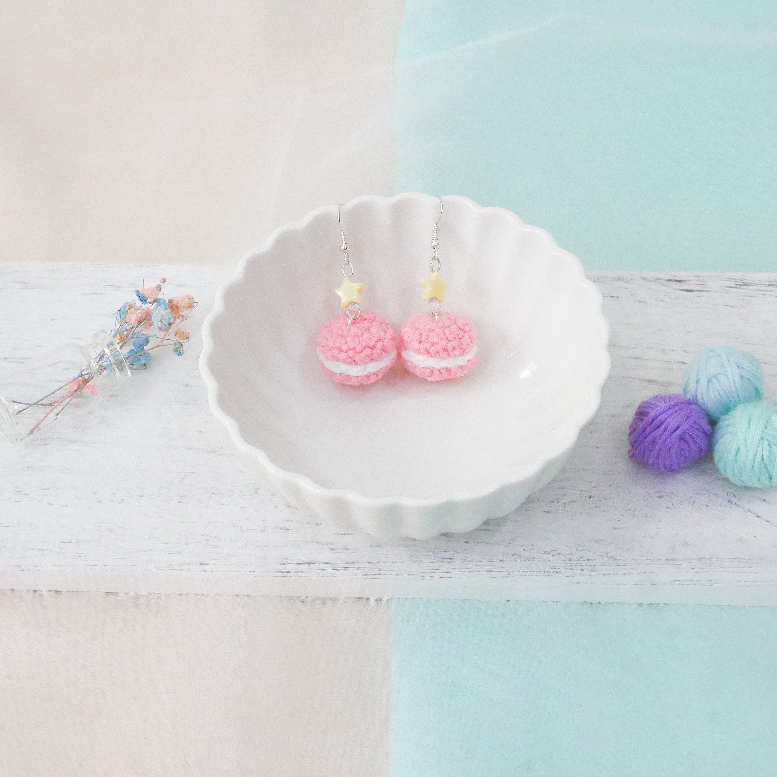 Jeweled Macaron Earring - Pink