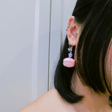 Jeweled Macaron Earring - Pink