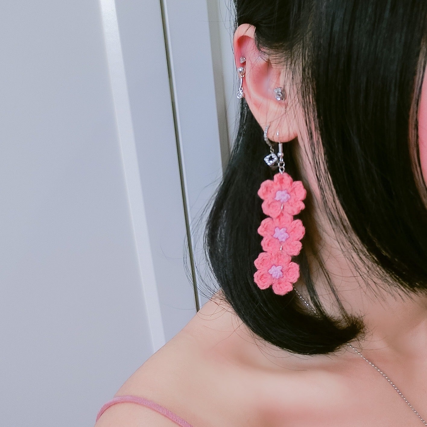 Sakura Earring - Salmon Red