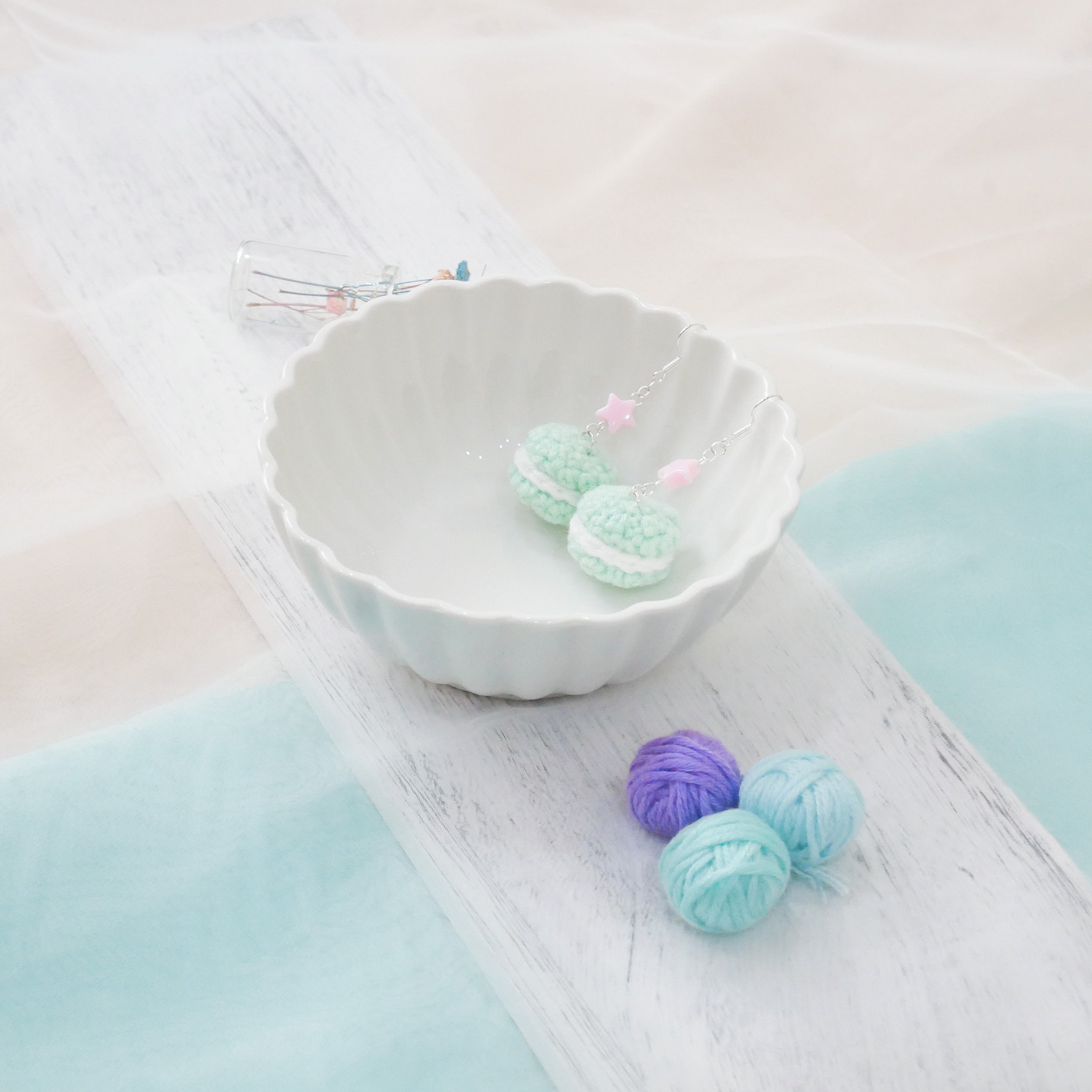 Jeweled Macaron Earring - Teal