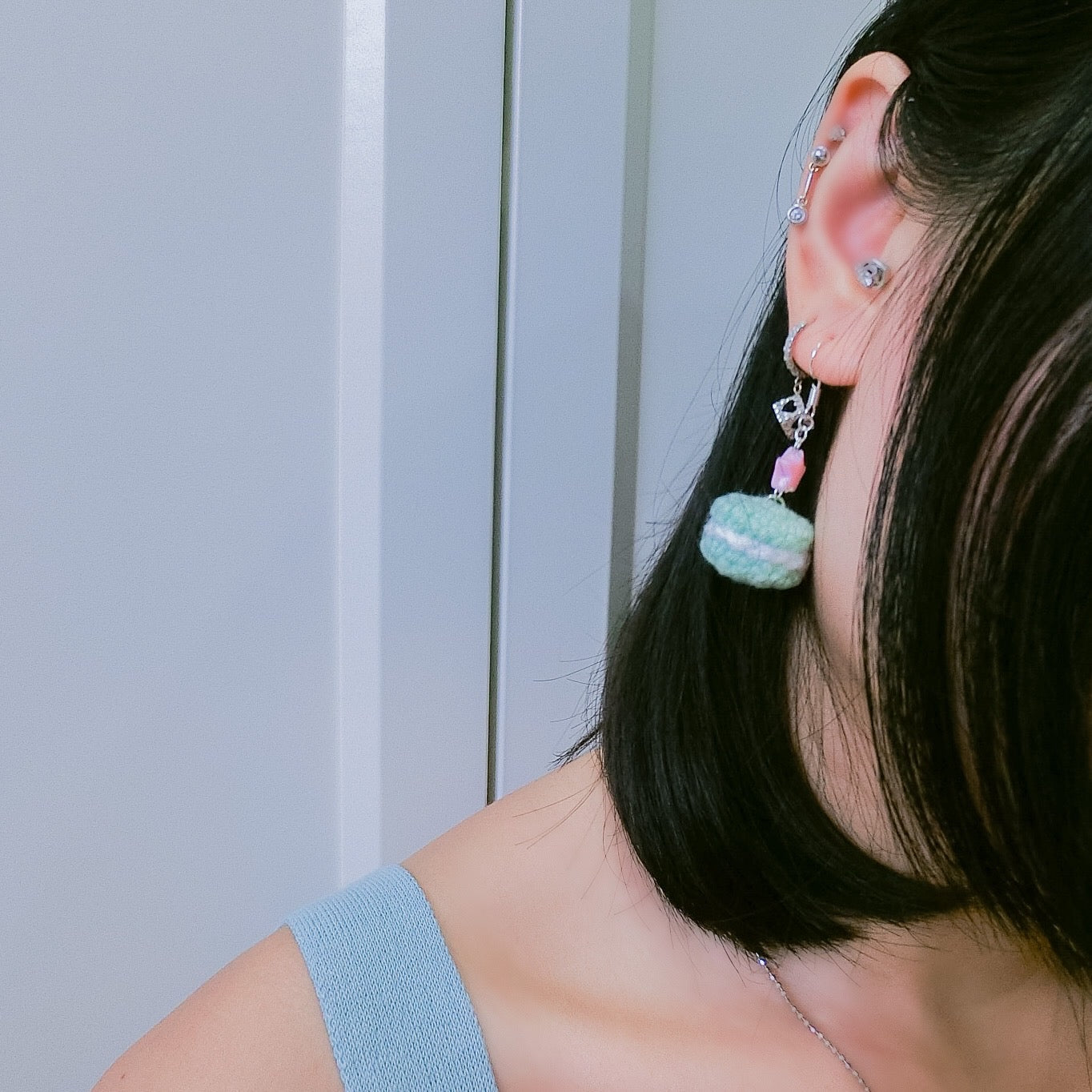 Jeweled Macaron Earring - Teal