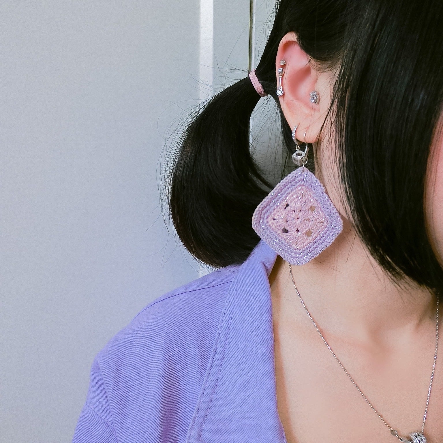 Twinkling Granny Square Earring