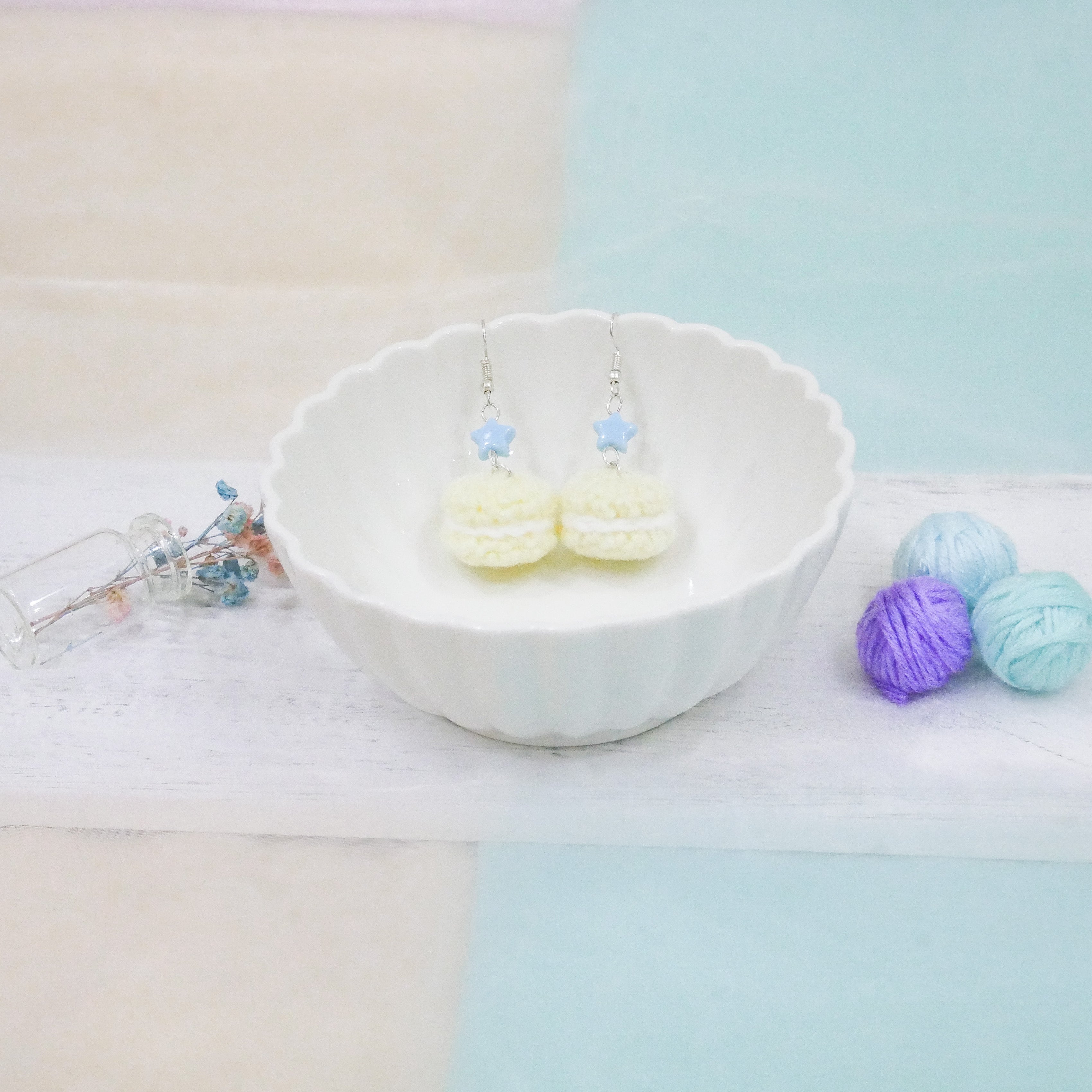 Jeweled Macaron Earring - Yellow