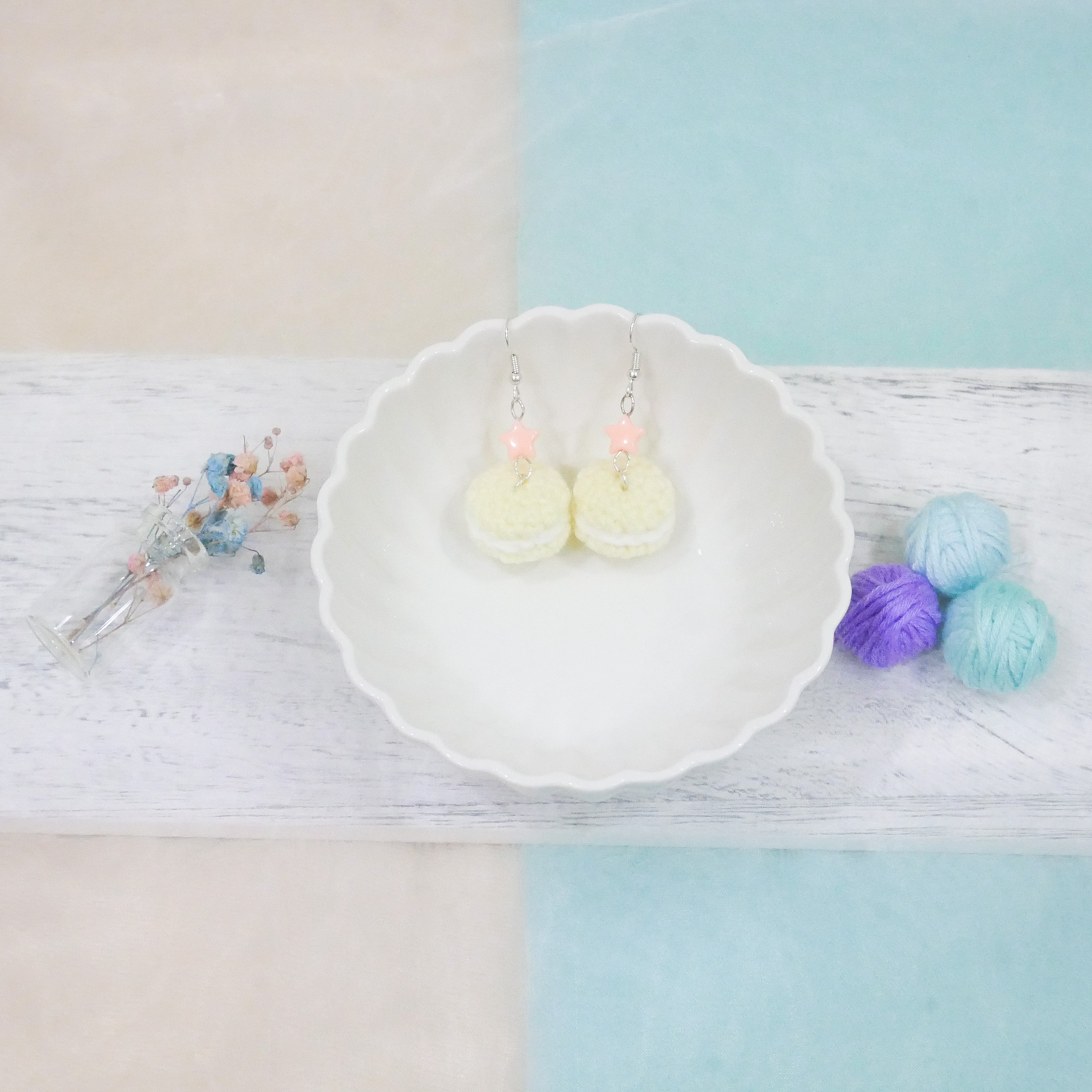 Jeweled Macaron Earring - Yellow
