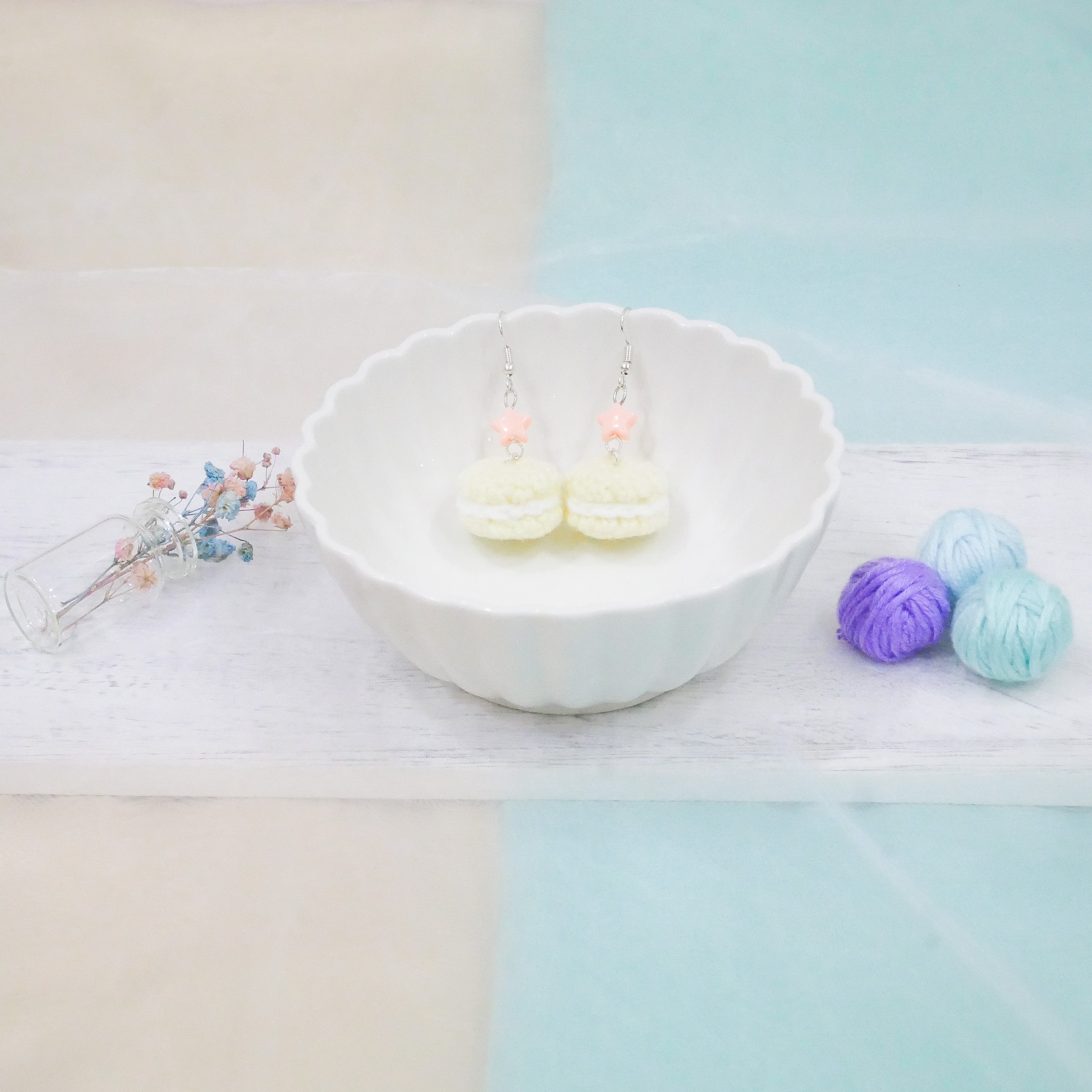 Jeweled Macaron Earring - Yellow