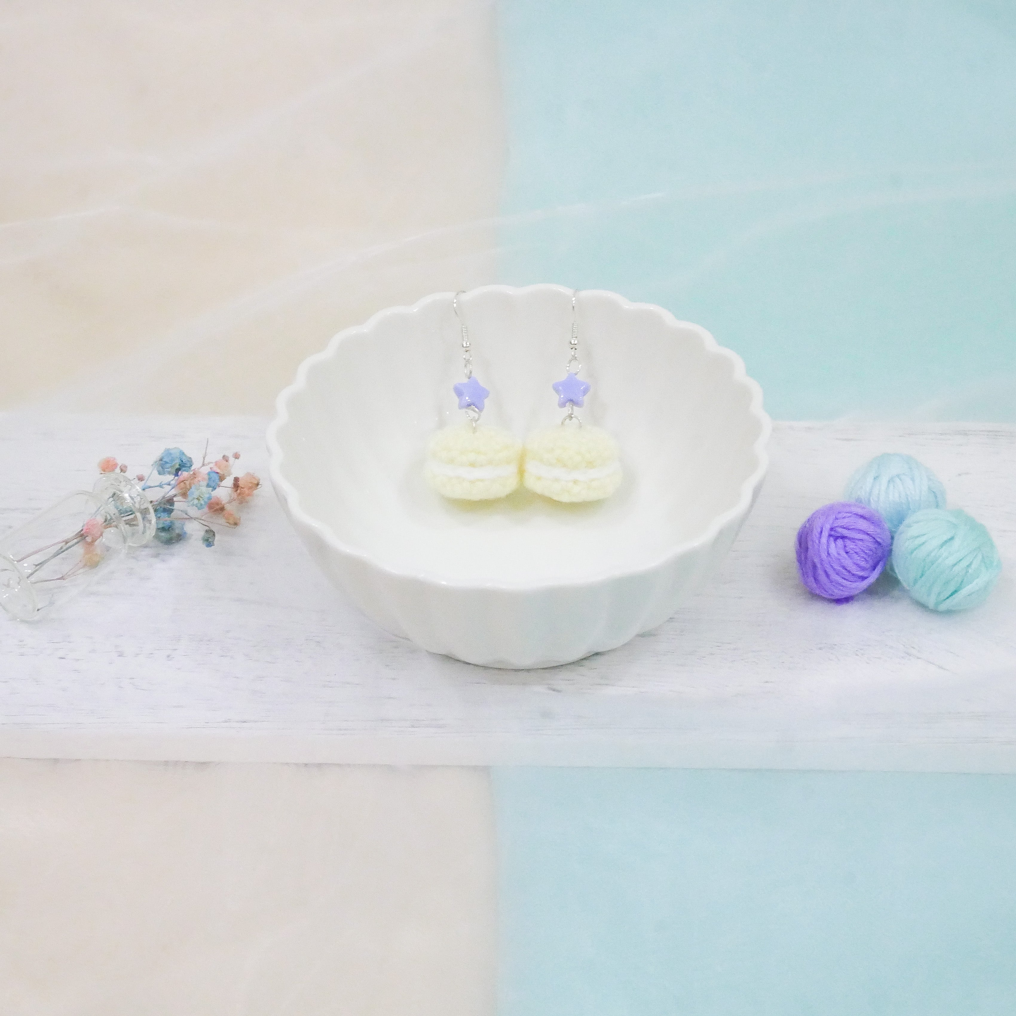 Jeweled Macaron Earring - Yellow