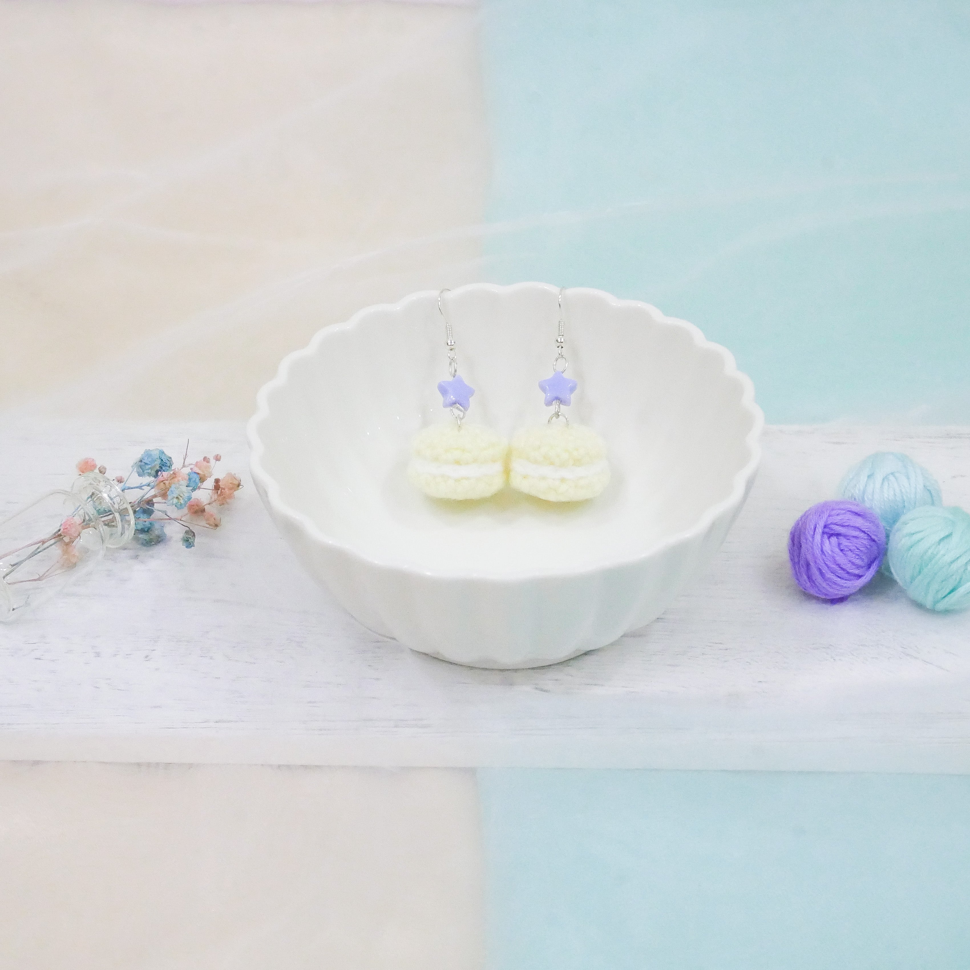 Jeweled Macaron Earring - Yellow