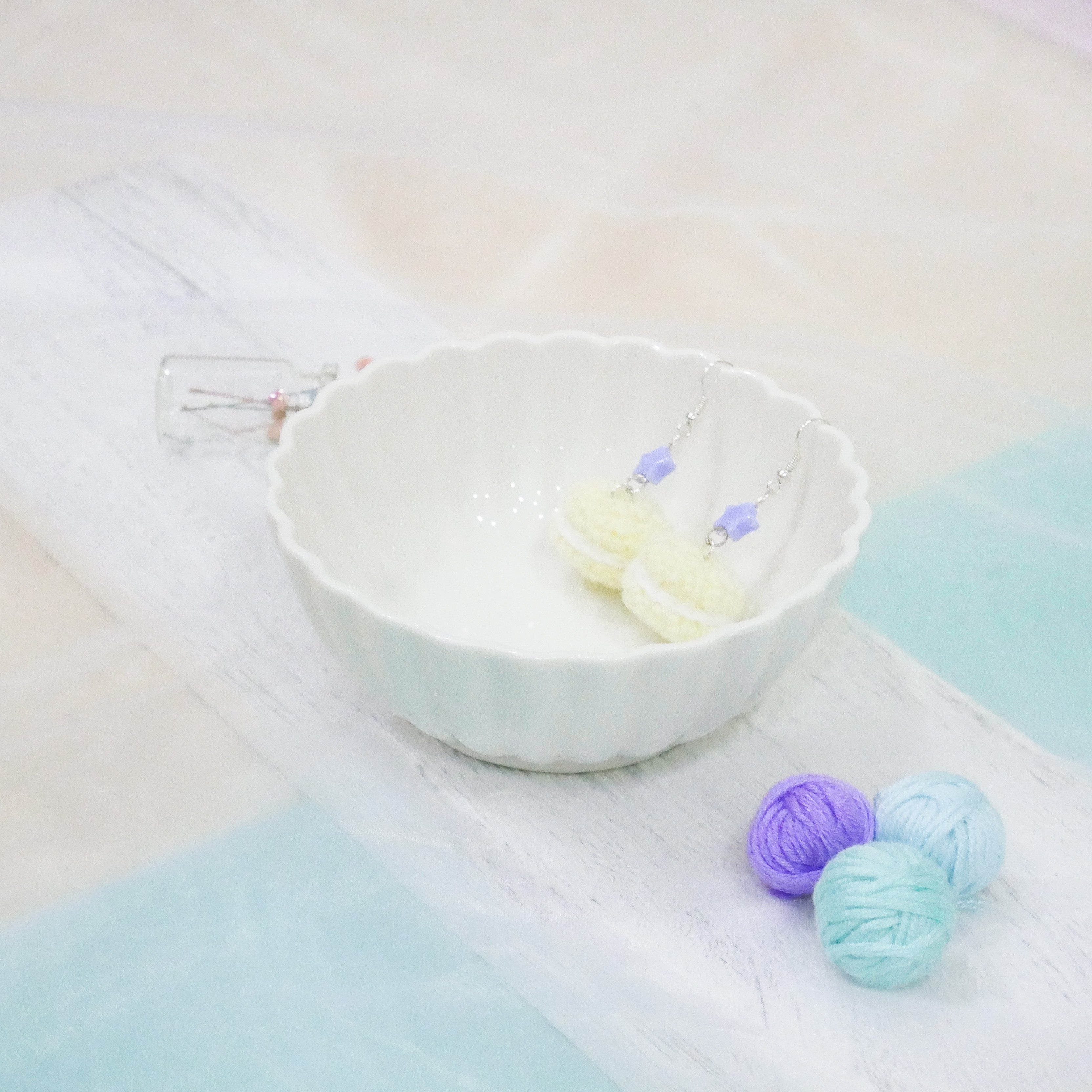 Jeweled Macaron Earring - Yellow