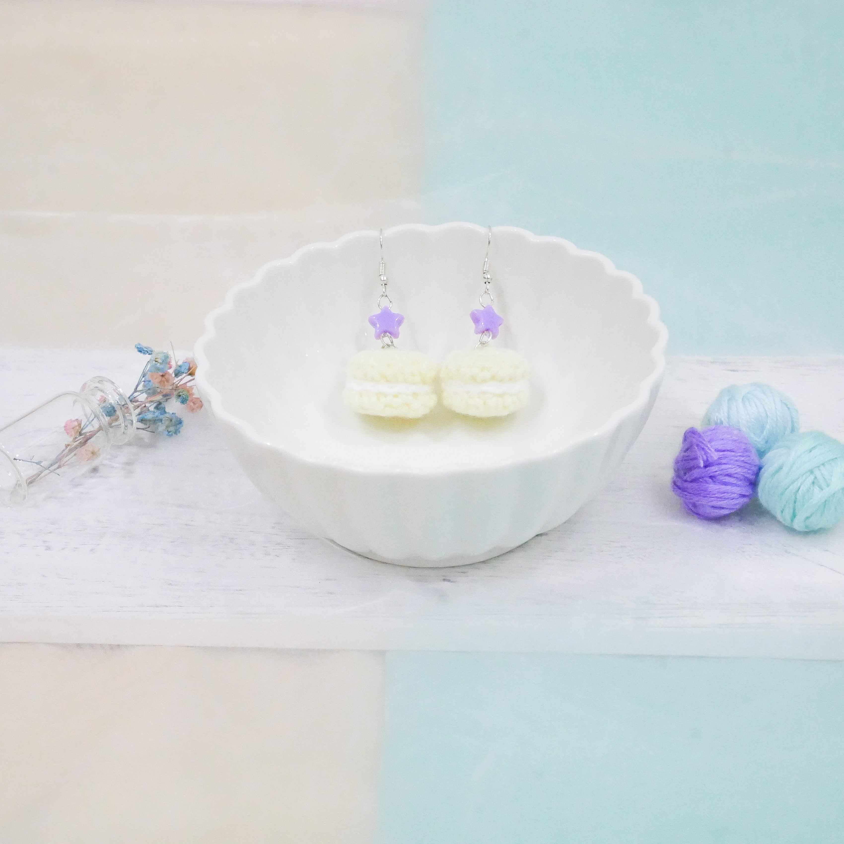 Jeweled Macaron Earring - Yellow