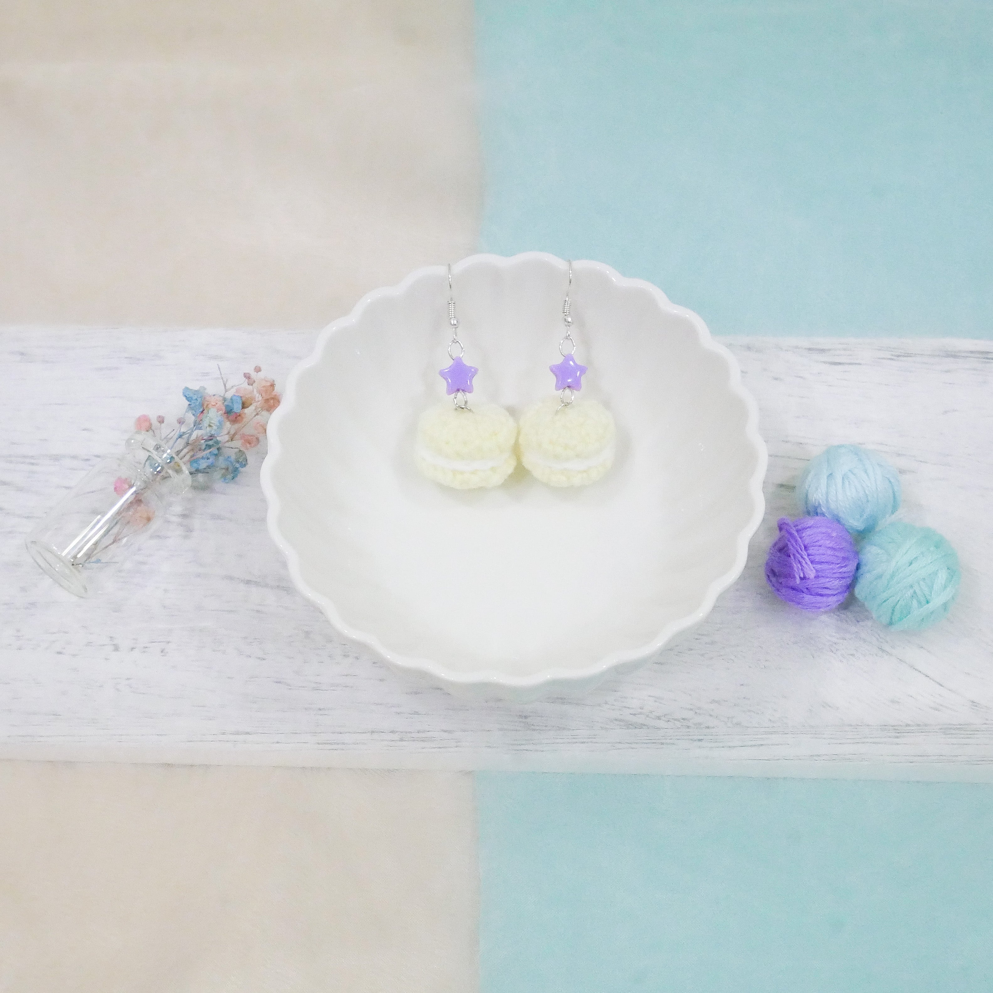 Jeweled Macaron Earring - Yellow