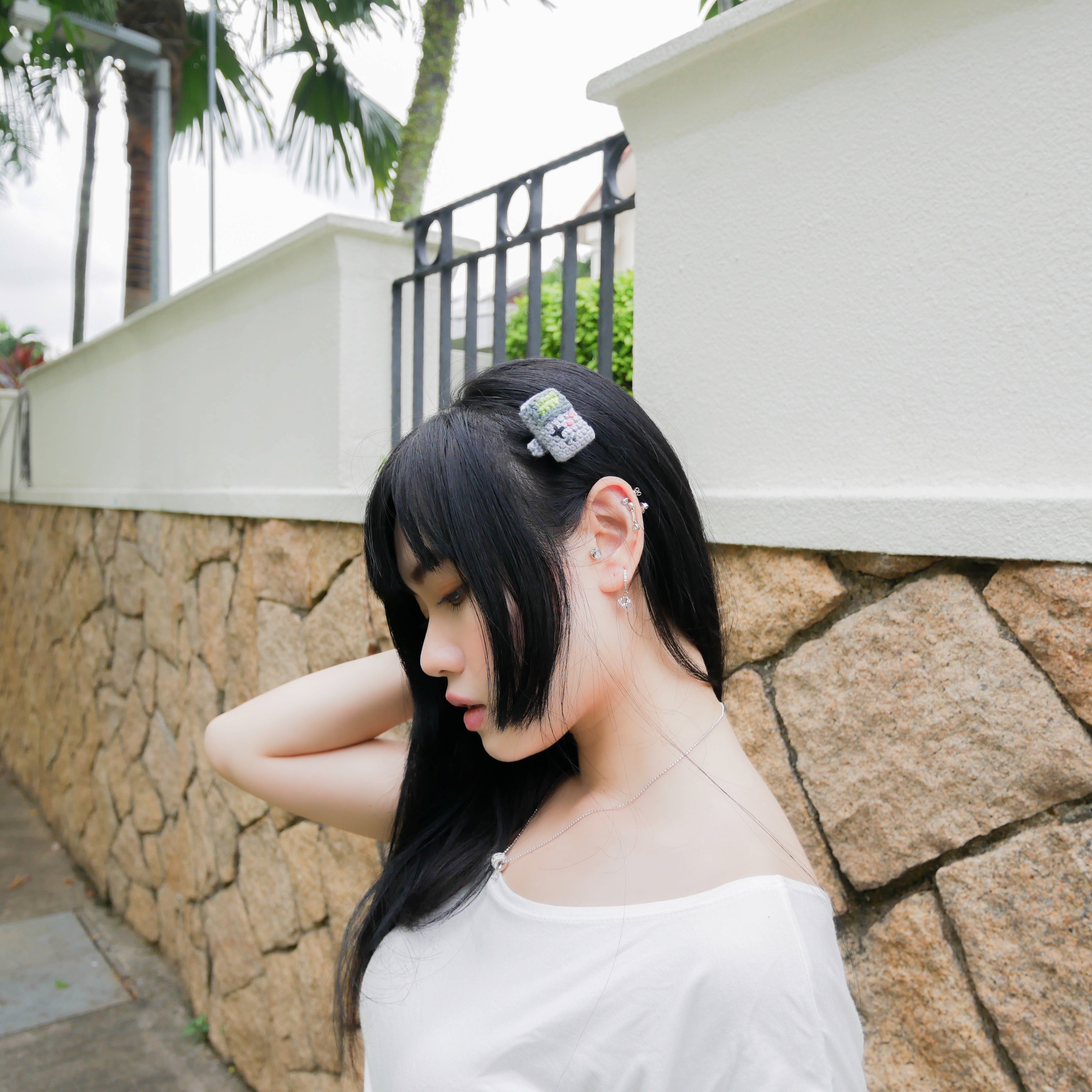 GameBoy Inspired Hairclip - Grey