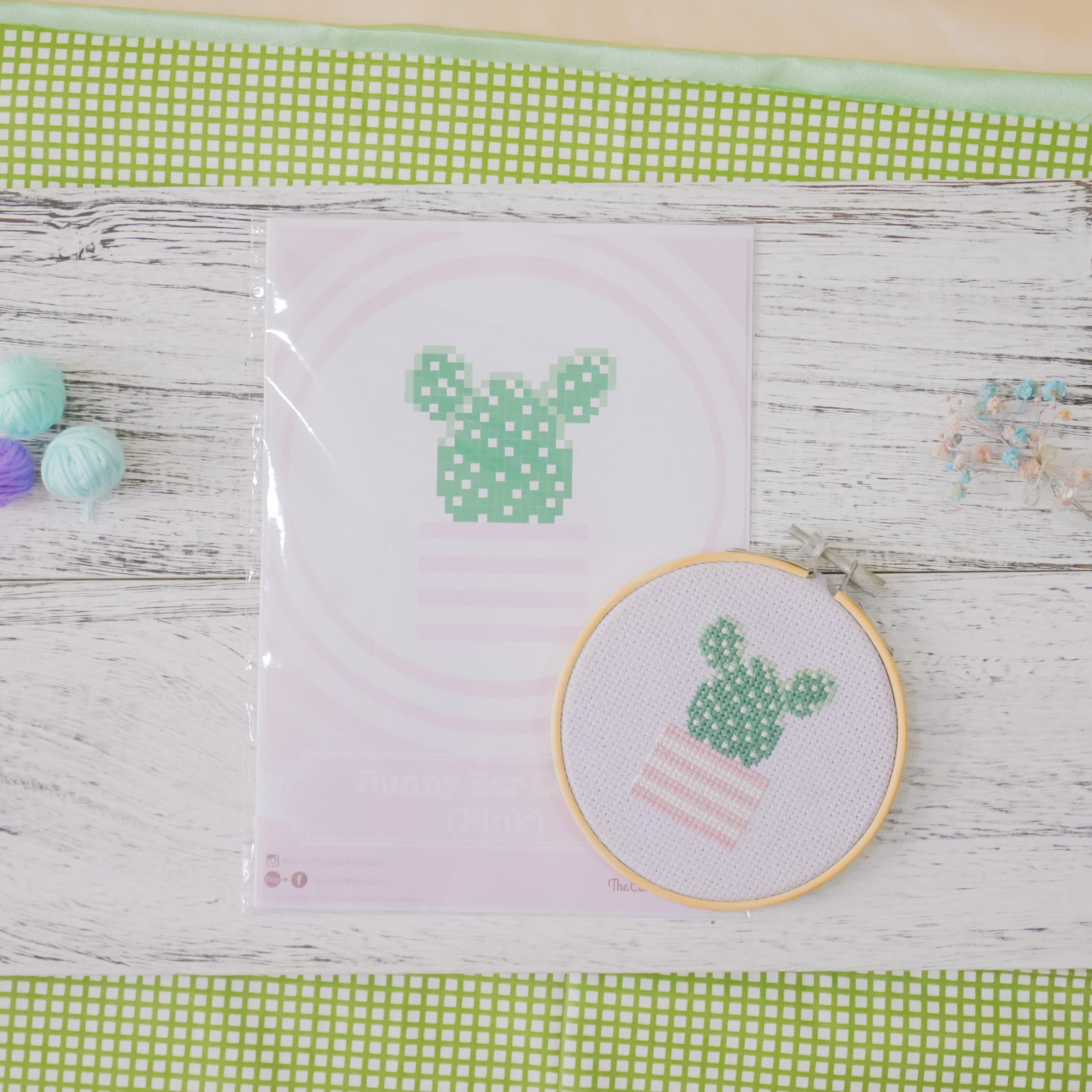 Bunny Ear Cactus (Pink) - Cross Stitch Kit