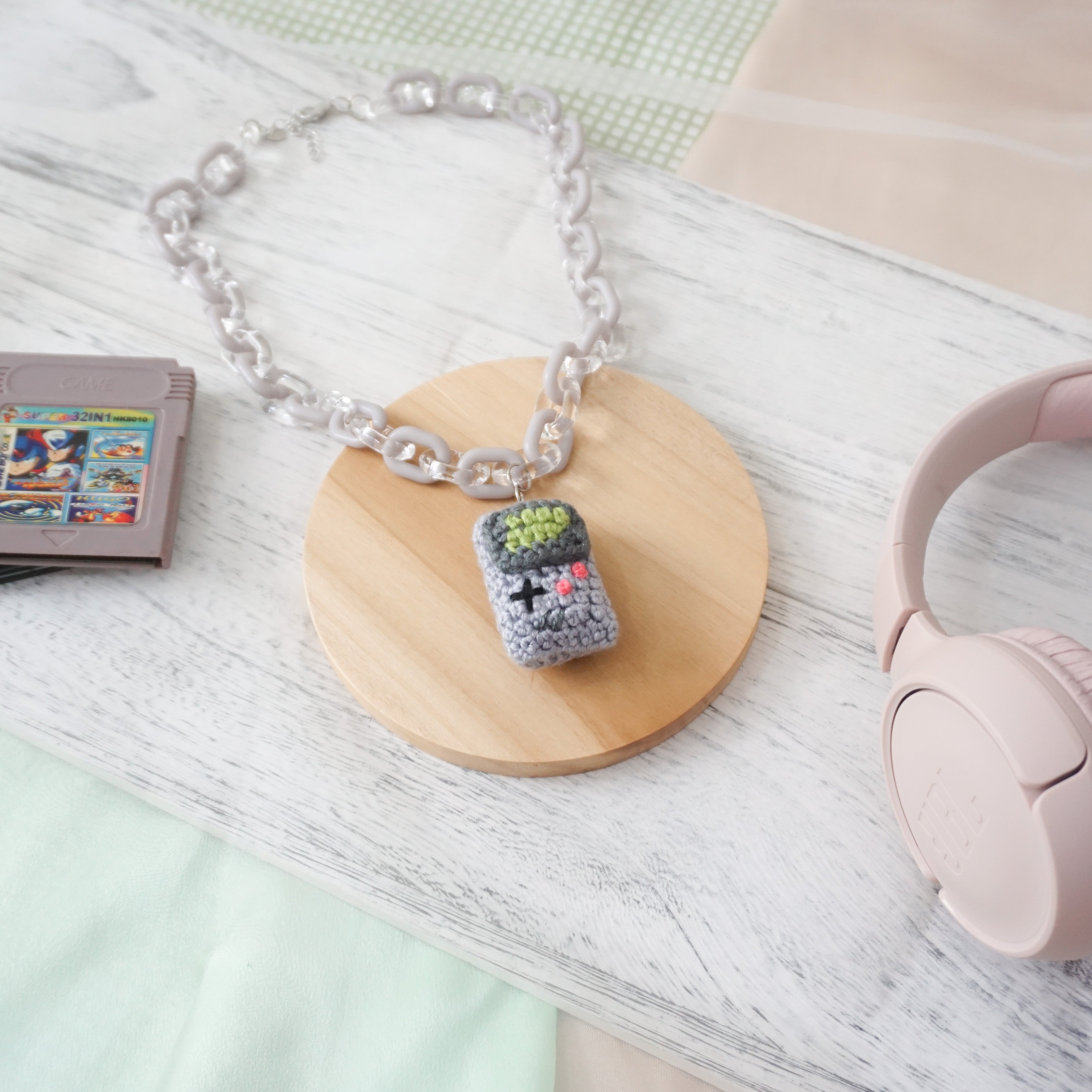 GameBoy Inspired Necklace - Grey