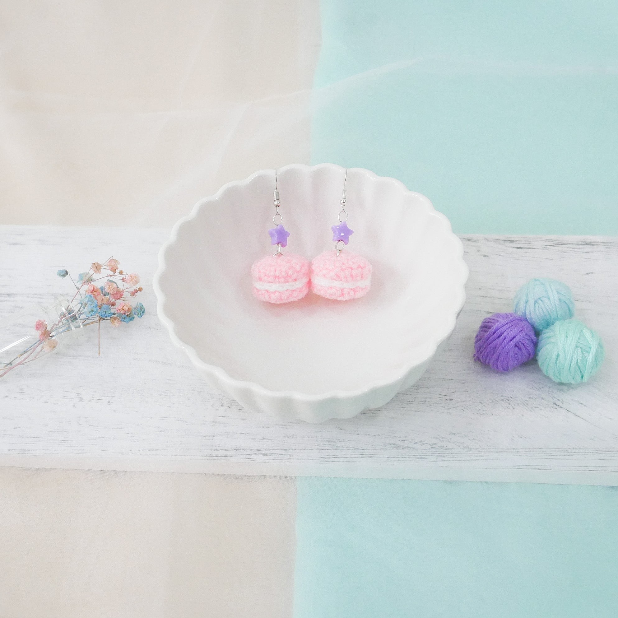 Jeweled Macaron Earring - Light Pink