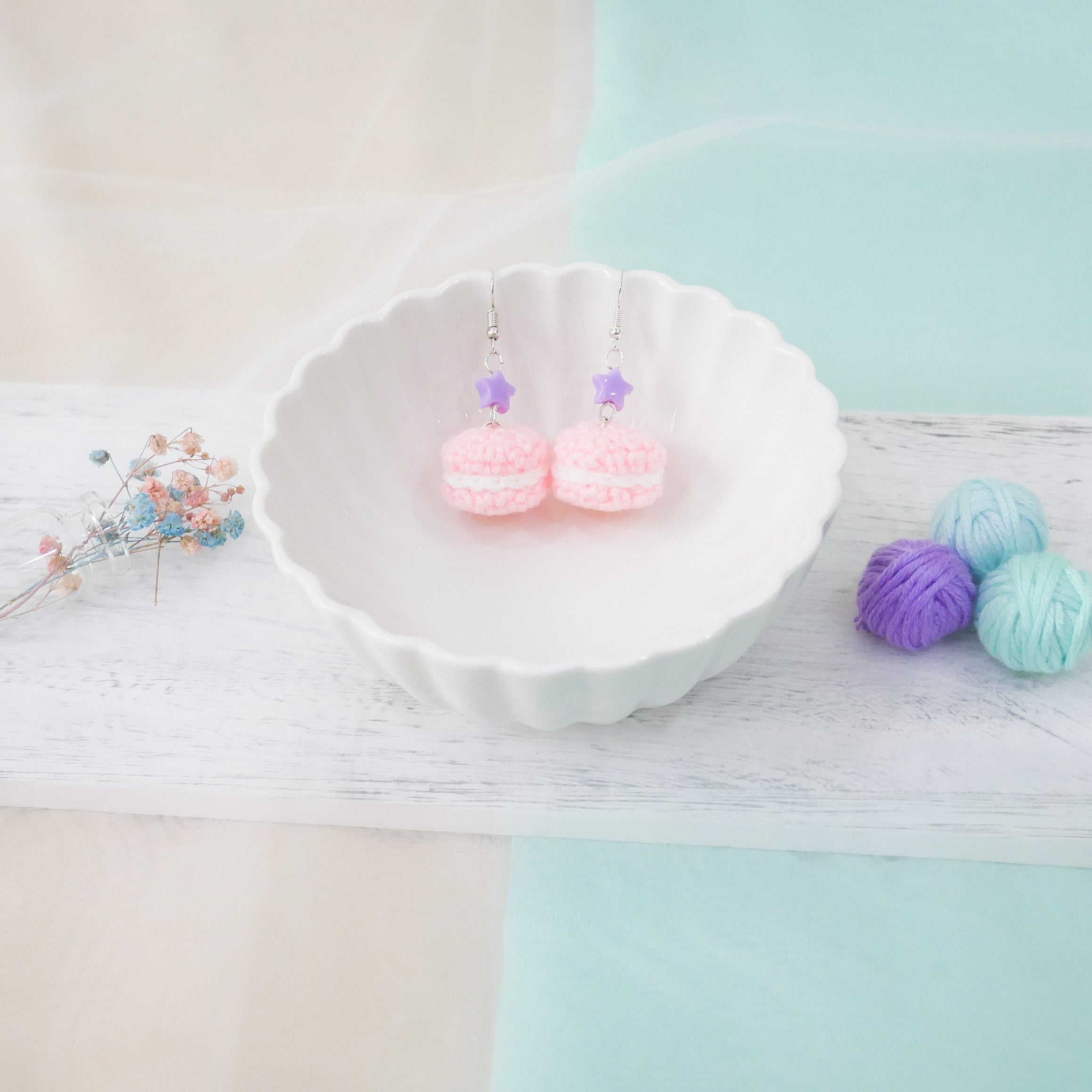 Jeweled Macaron Earring - Light Pink