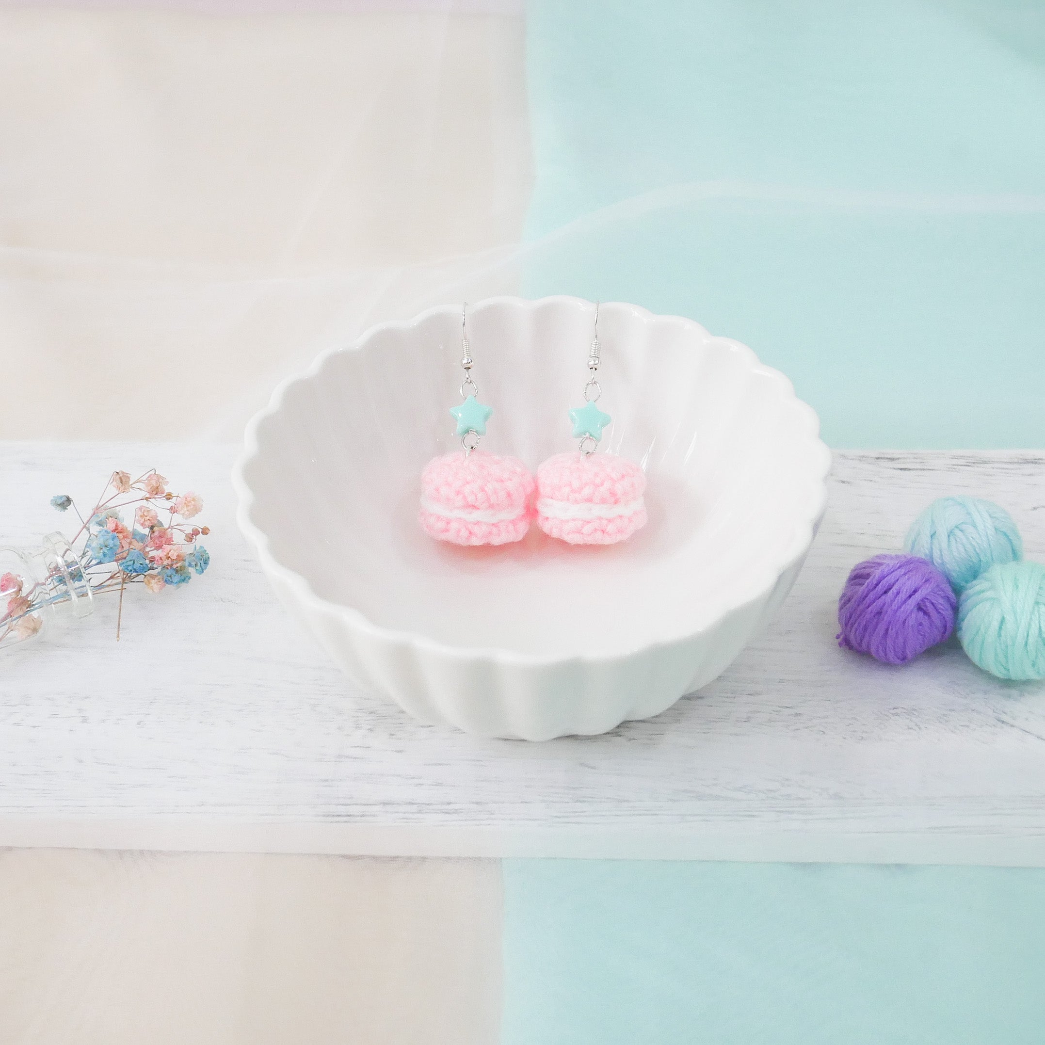 Jeweled Macaron Earring - Light Pink