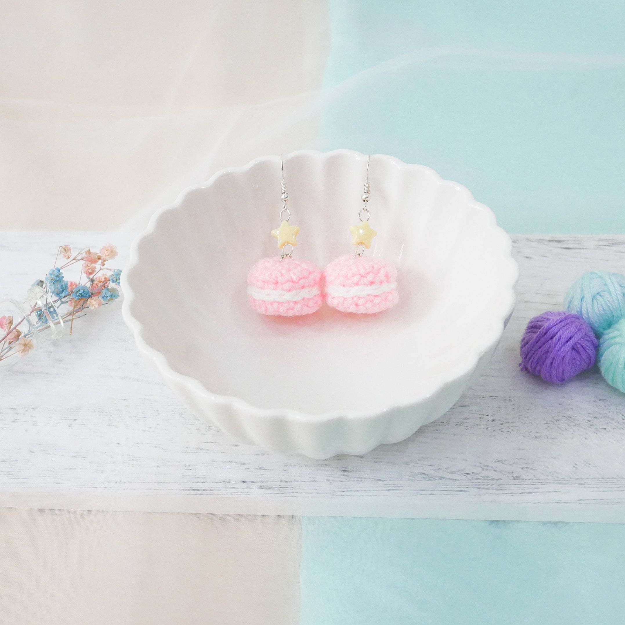 Jeweled Macaron Earring - Light Pink